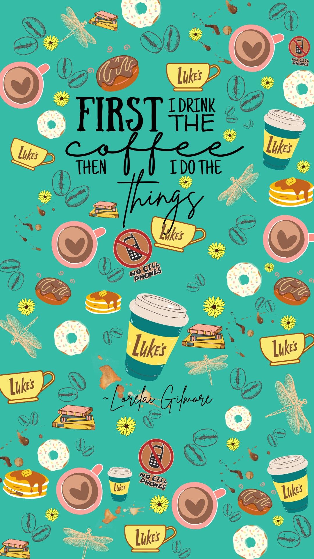 Gilmore Girls Luke's caffè illustrazione, 1080x1920 Full HD Verticale, Smartphone