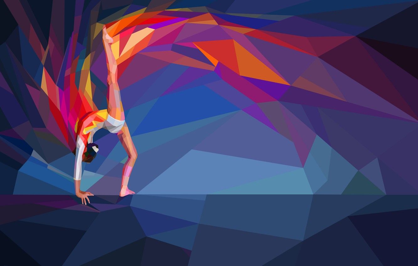 Ginnasta low poly colorata, 1332x850 HD, ROG Asus Laptop