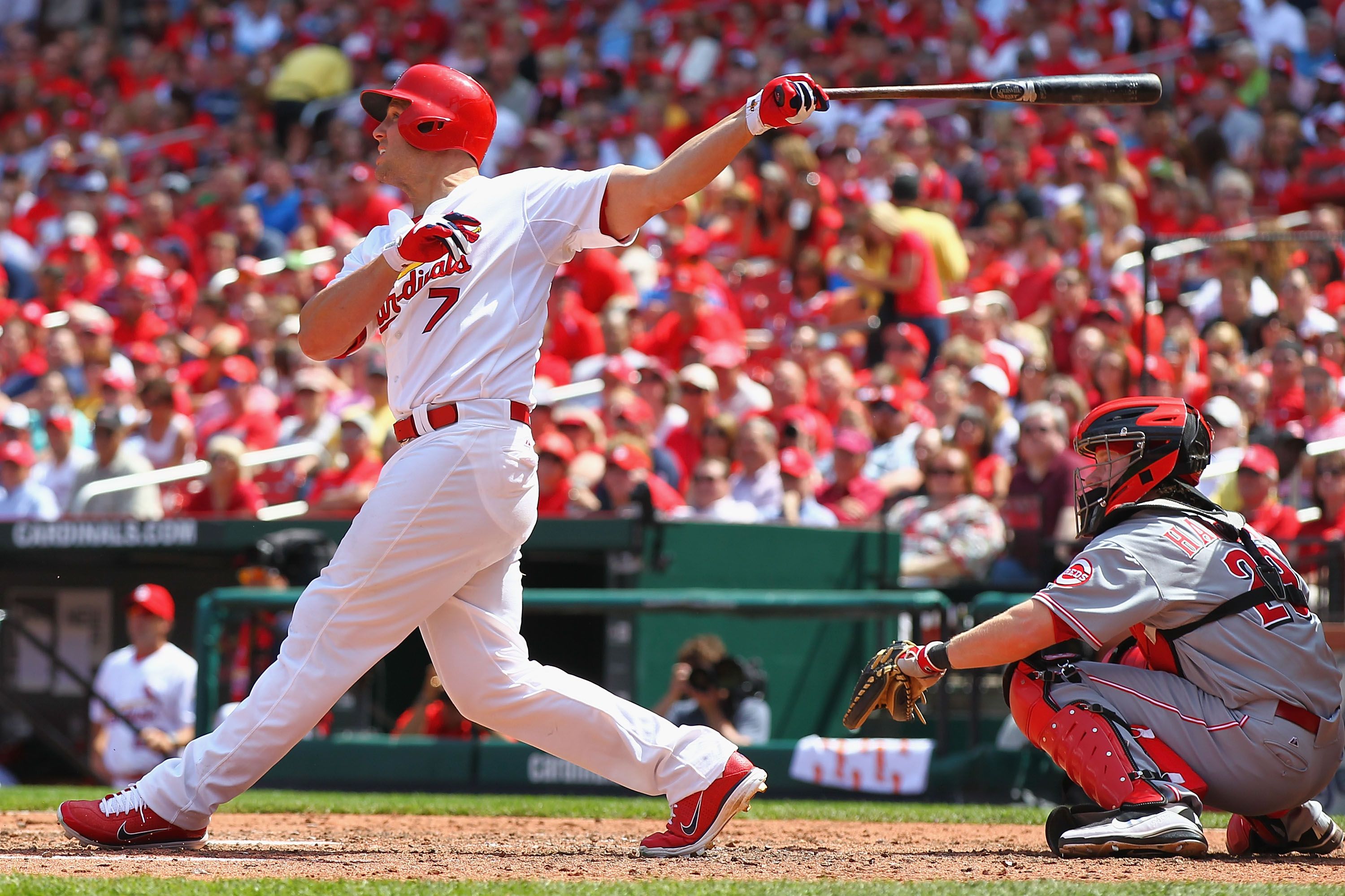 Giocatore baseball Cardinals in azione, 3000x2000 WQXGA, Desktop