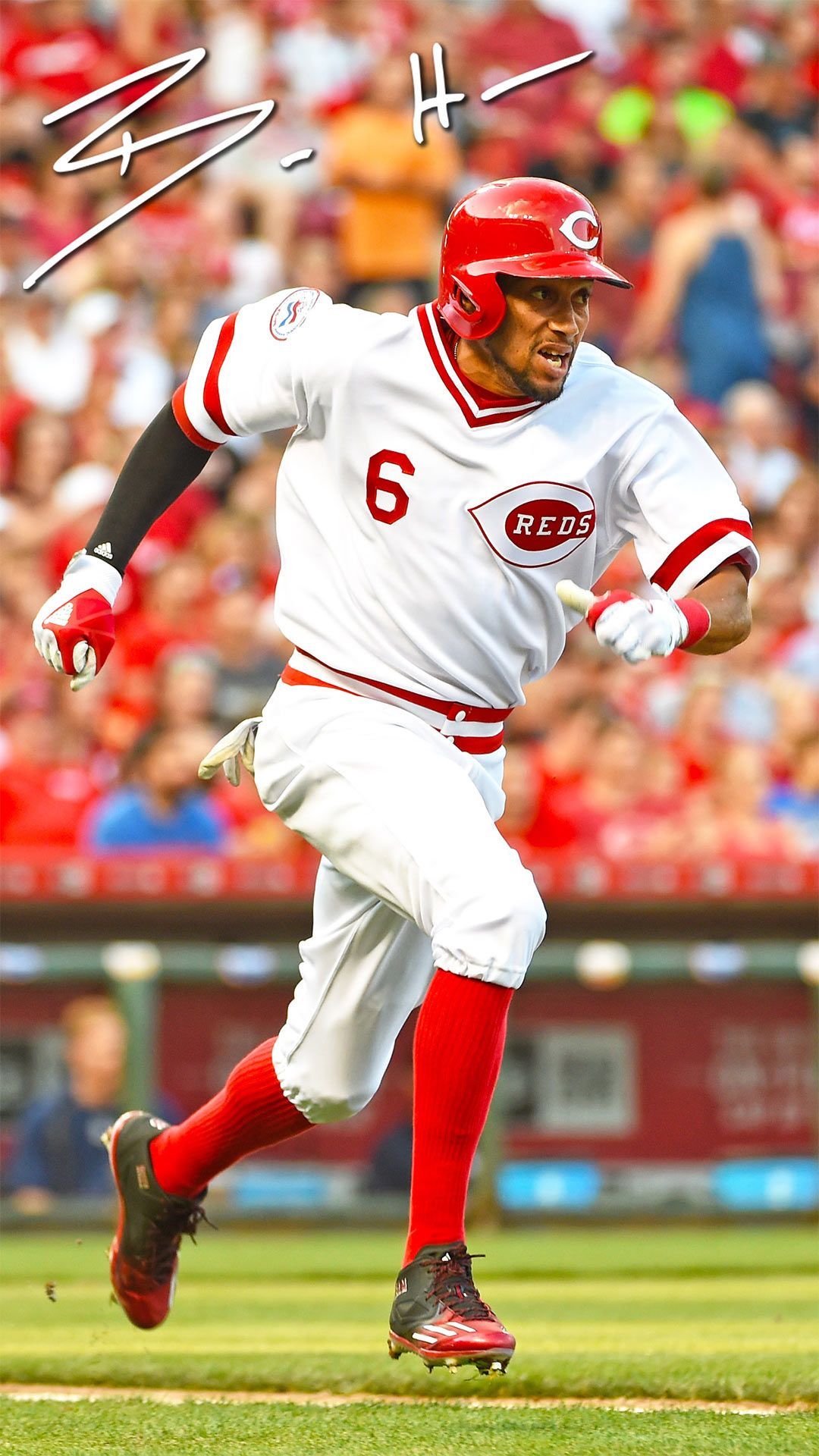 Giocatore baseball Reds numero 6, 1080x1920 Full HD Verticale, Samsung Galaxy
