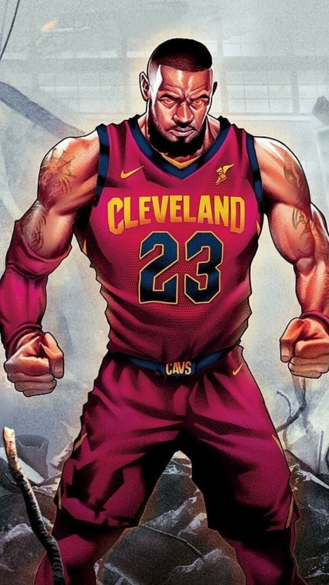 LeBron James cartoon Cleveland, 1080x1920 Verticale, Telefono