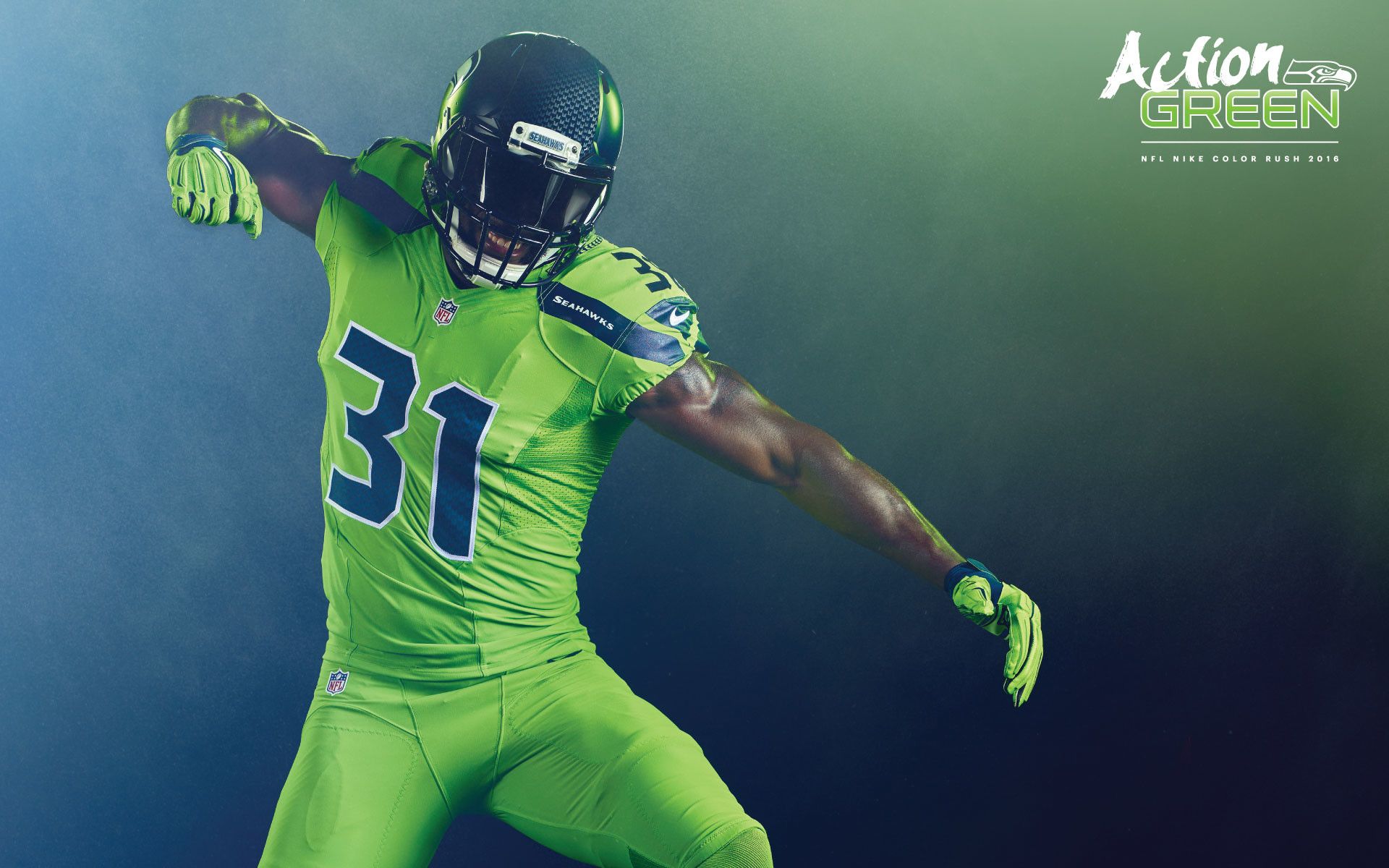 Giocatore NFL Seahawks verde neon, 1920x1200 WUXGA, Desktop