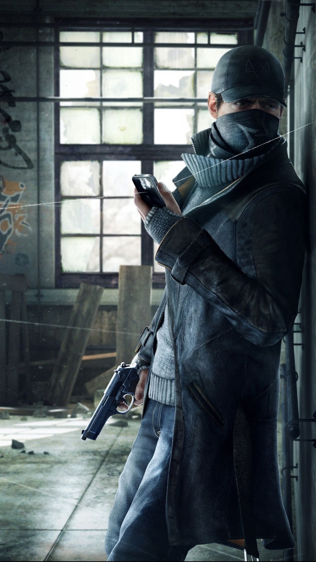 Watch Dogs personaggio con pistola, 1080x1920 Verticale, Telefono