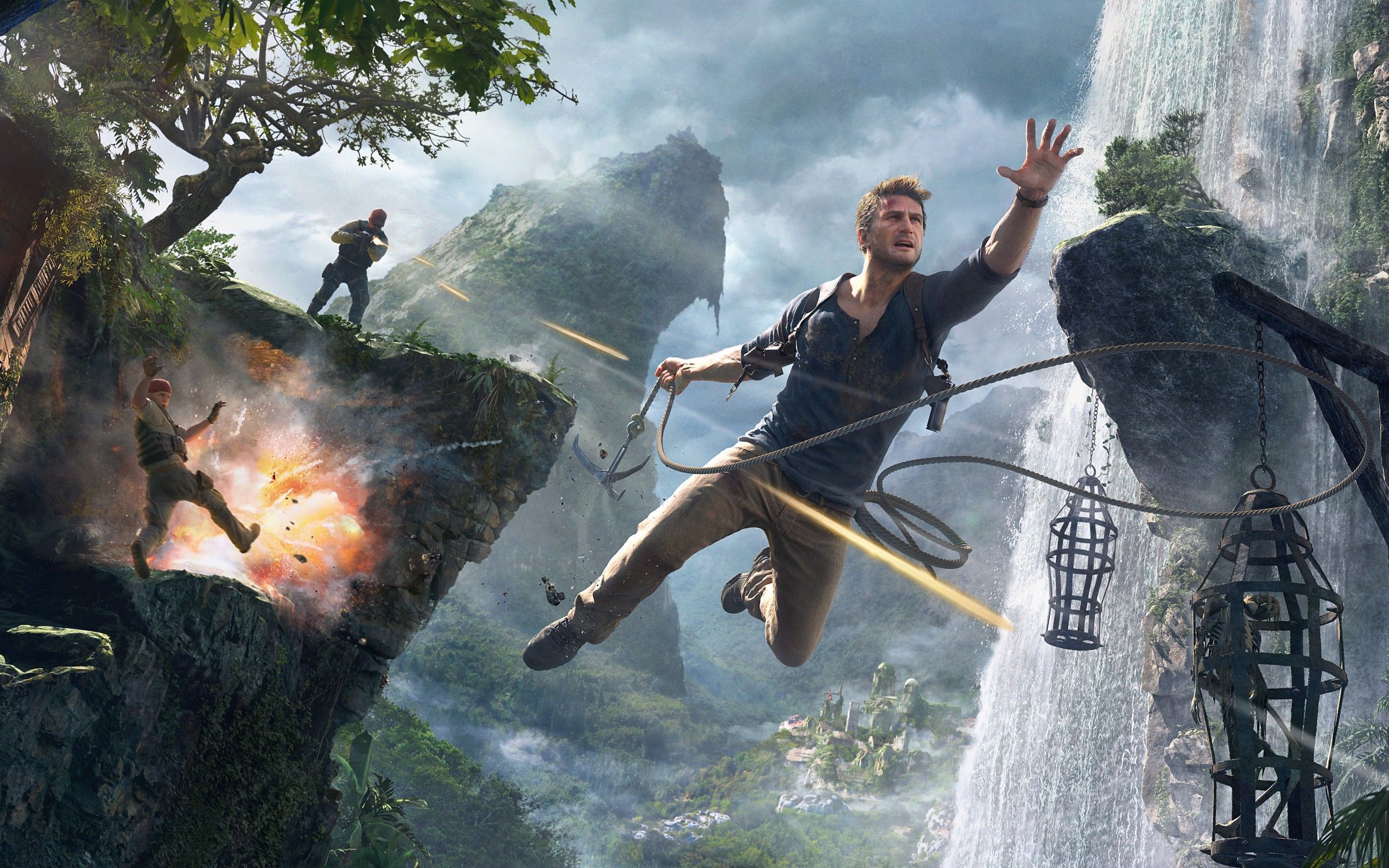 Uncharted personaggio in cascata, 2560x1600 WQXGA, MacBook Pro