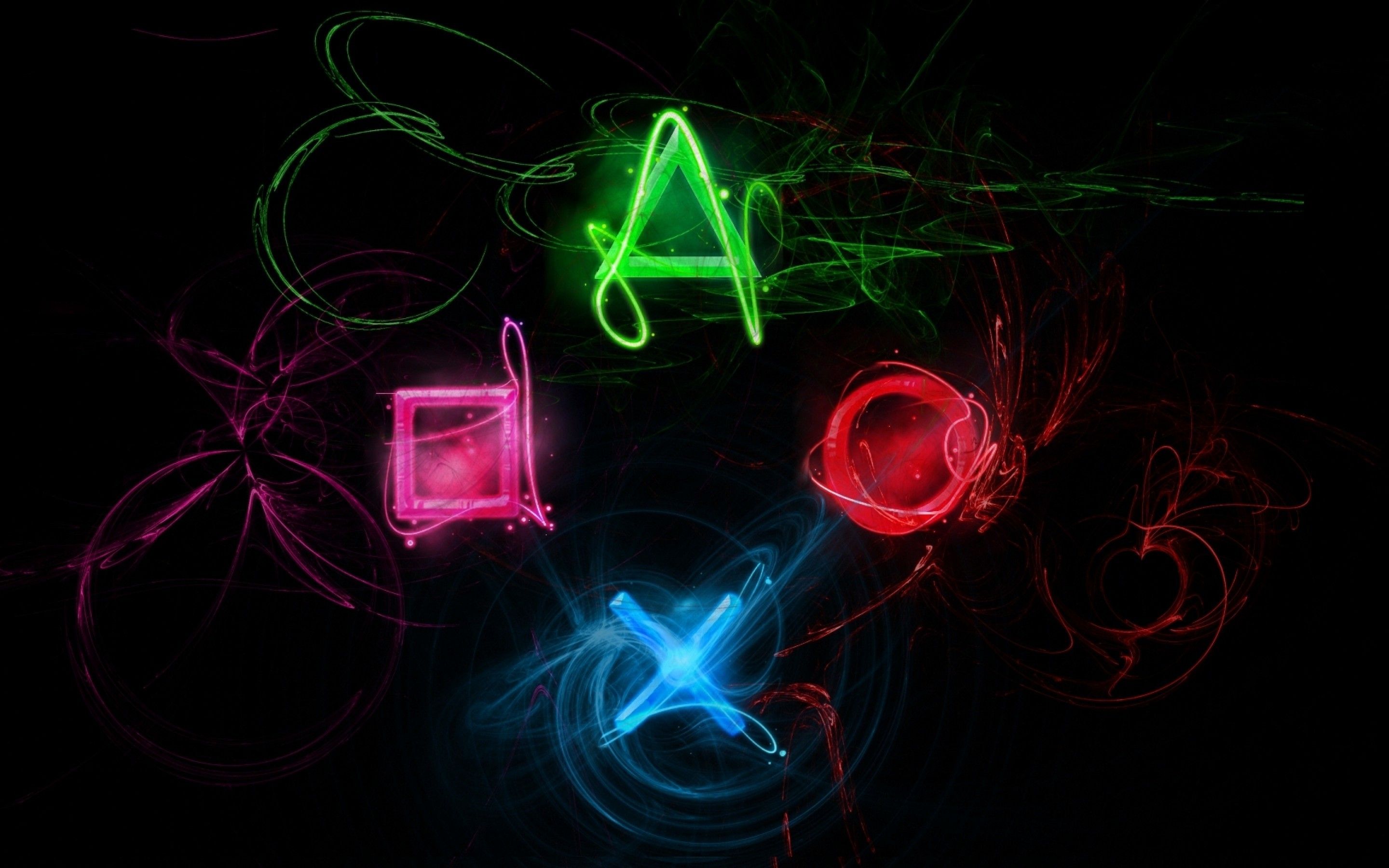 Simboli PlayStation al neon, console Sony, 2880x1800 WQXGA, Laptop