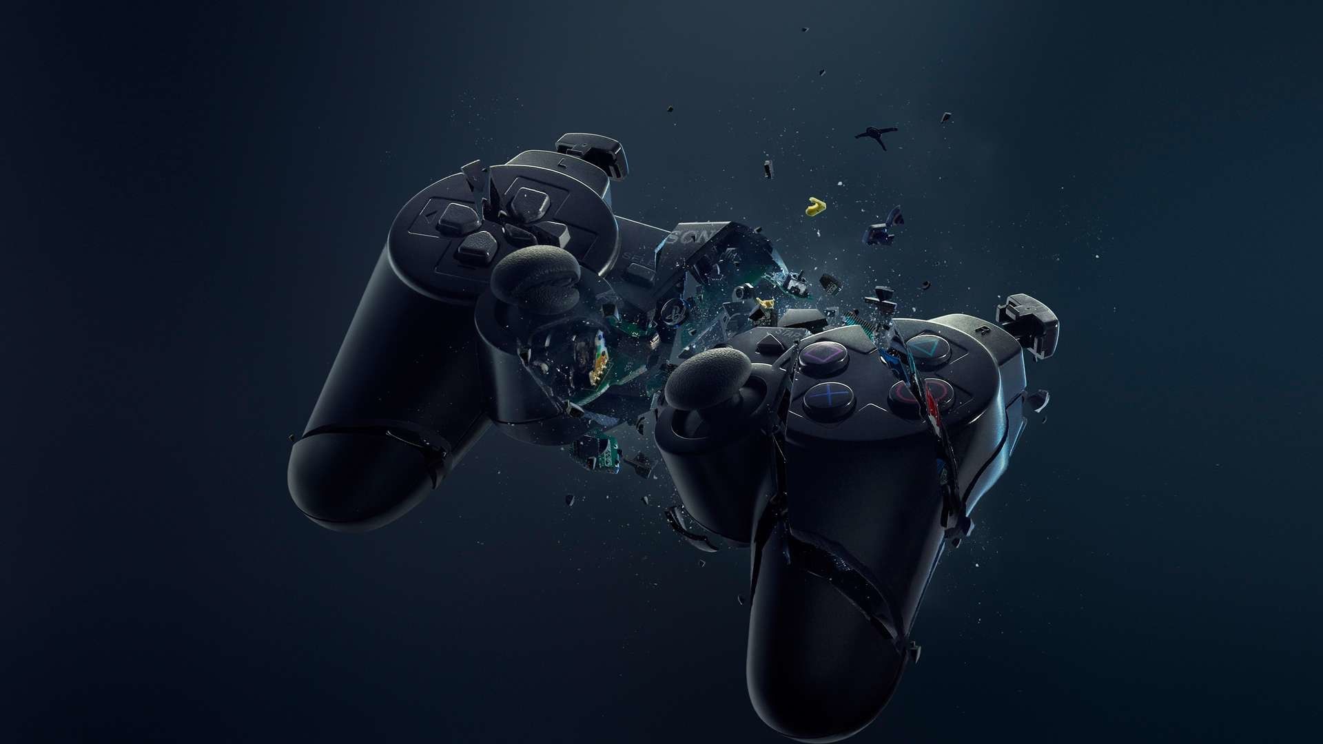 Controller PlayStation nero disintegrato, console Sony, 1920x1080 1080p, Desktop