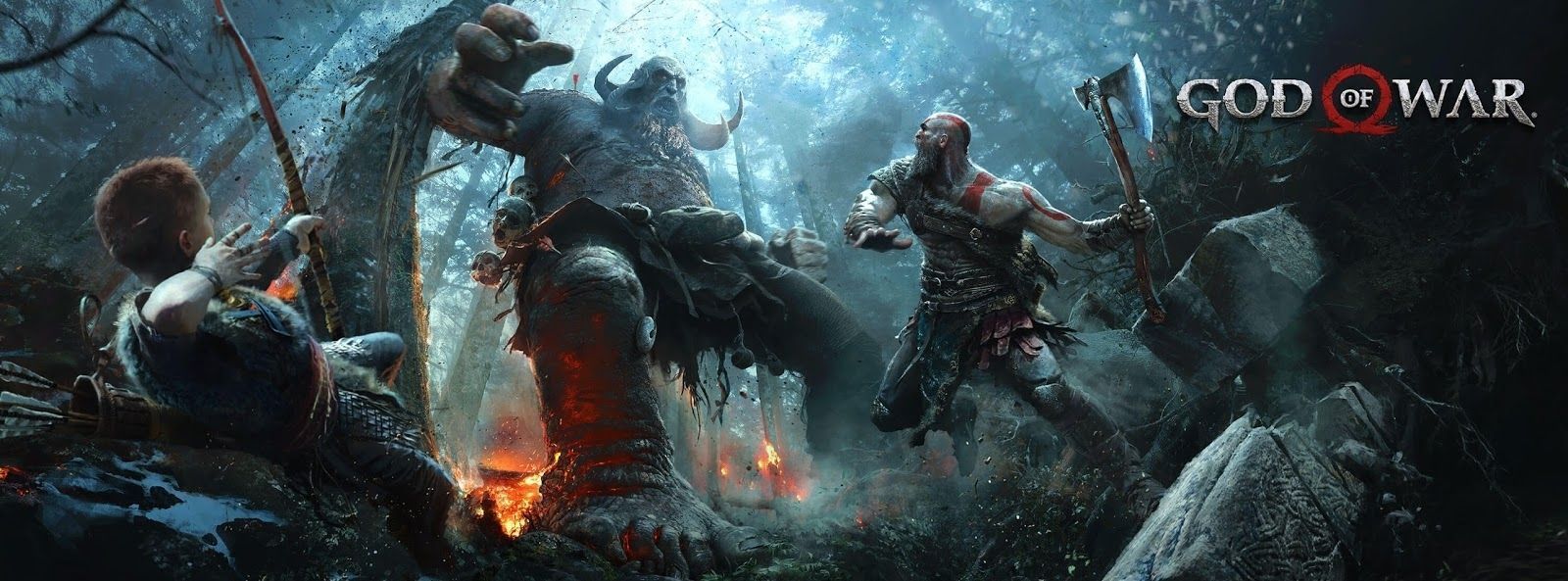 God of War Kratos battaglia, azione, 1600x593 Ultrawide, Dual Monitor