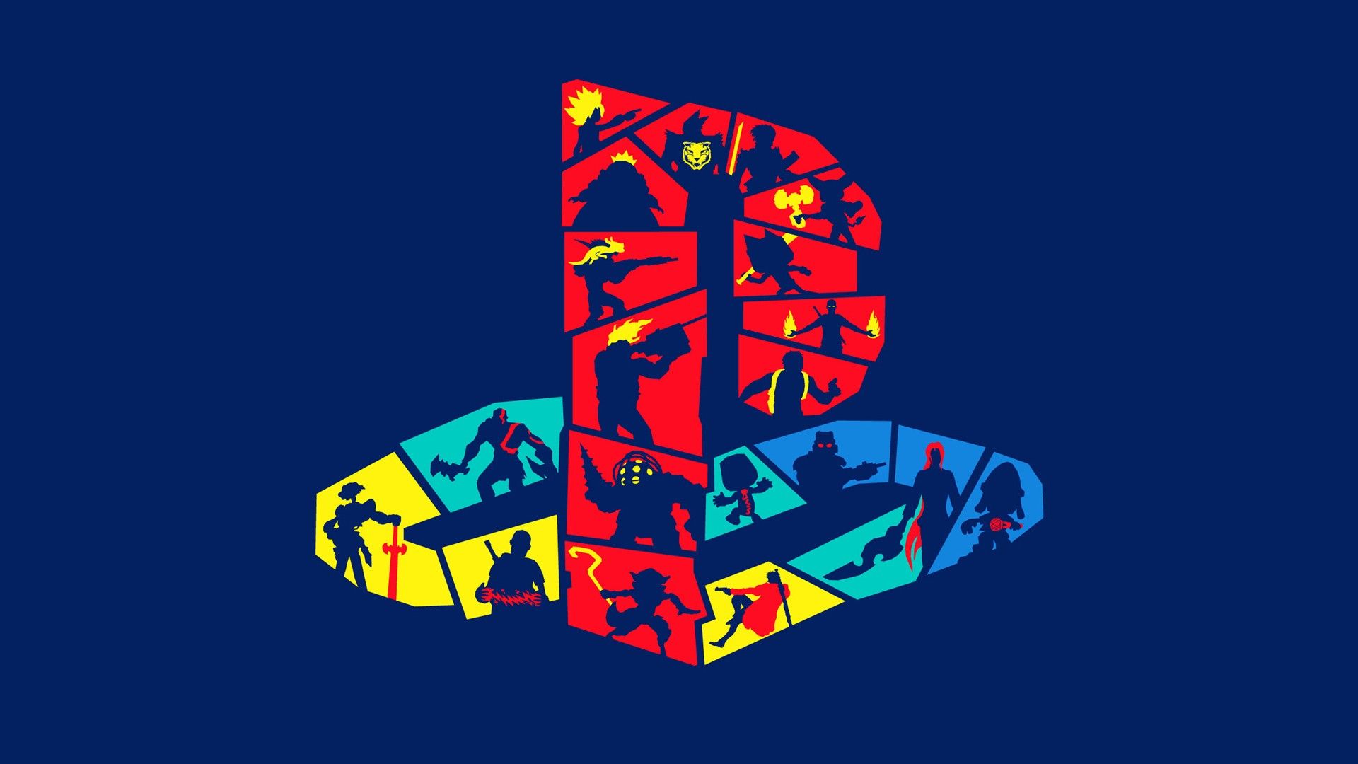 Logo PlayStation colorato minimalista, console Sony, 1920x1080 Full HD 1080p, Laptop