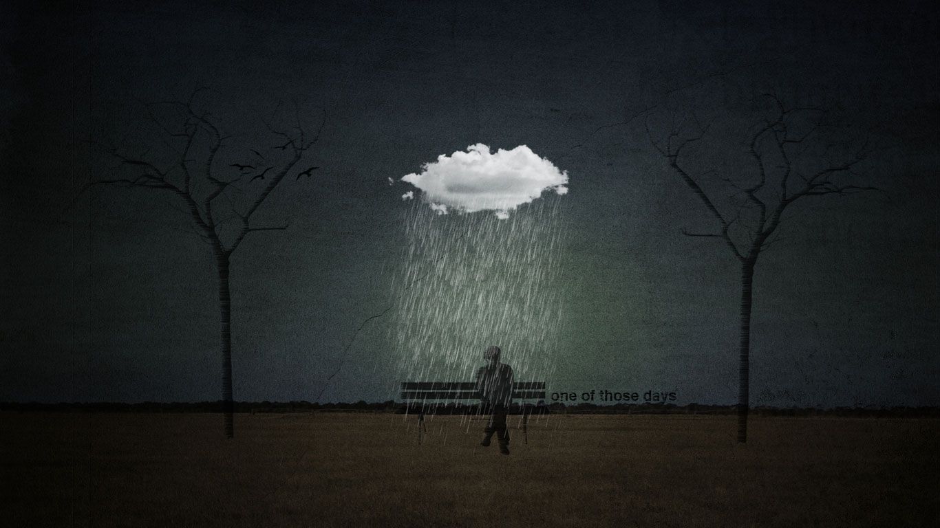 Uomo sotto nuvola pioggia, 1366x768 720p, Laptop