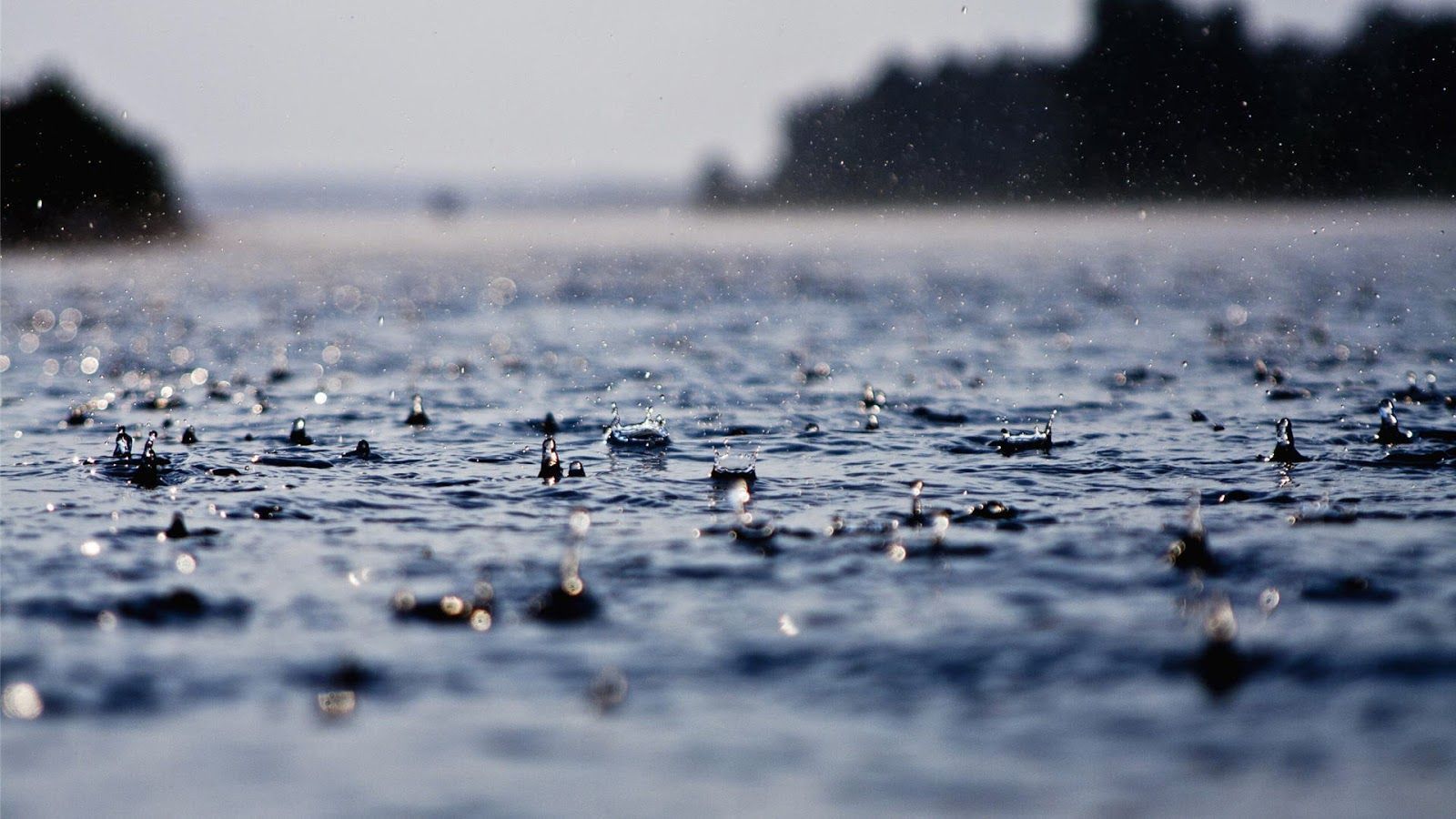Gocce di pioggia sull'acqua, 1600x900 HD, iMac