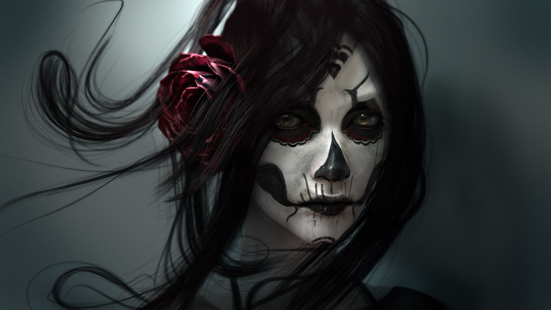 Donna trucco teschio Dia de Muertos, 1920x1080 1080p, PC