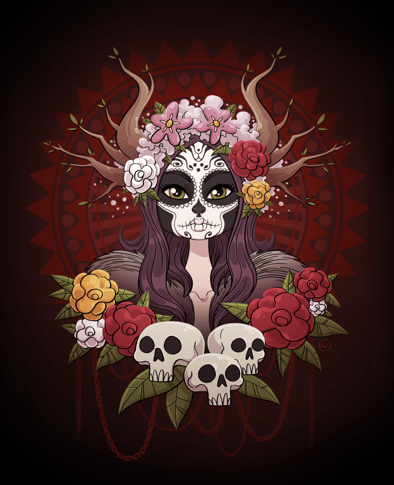Catrina con fiori e teschi, 1280x1575 Full HD Verticale, iPhone
