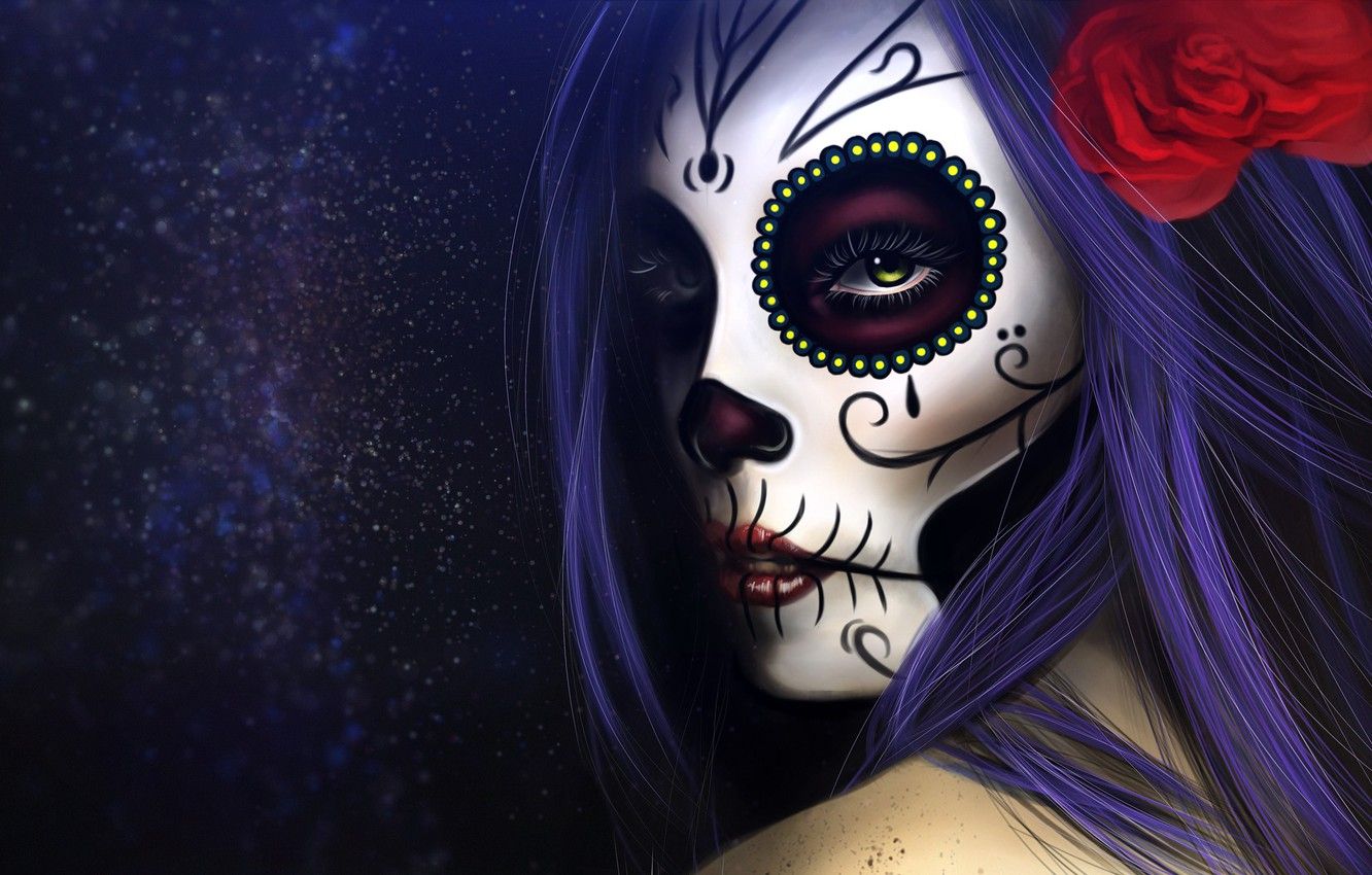 Donna trucco calavera Dia de Muertos, 1332x850 HD, Desktop