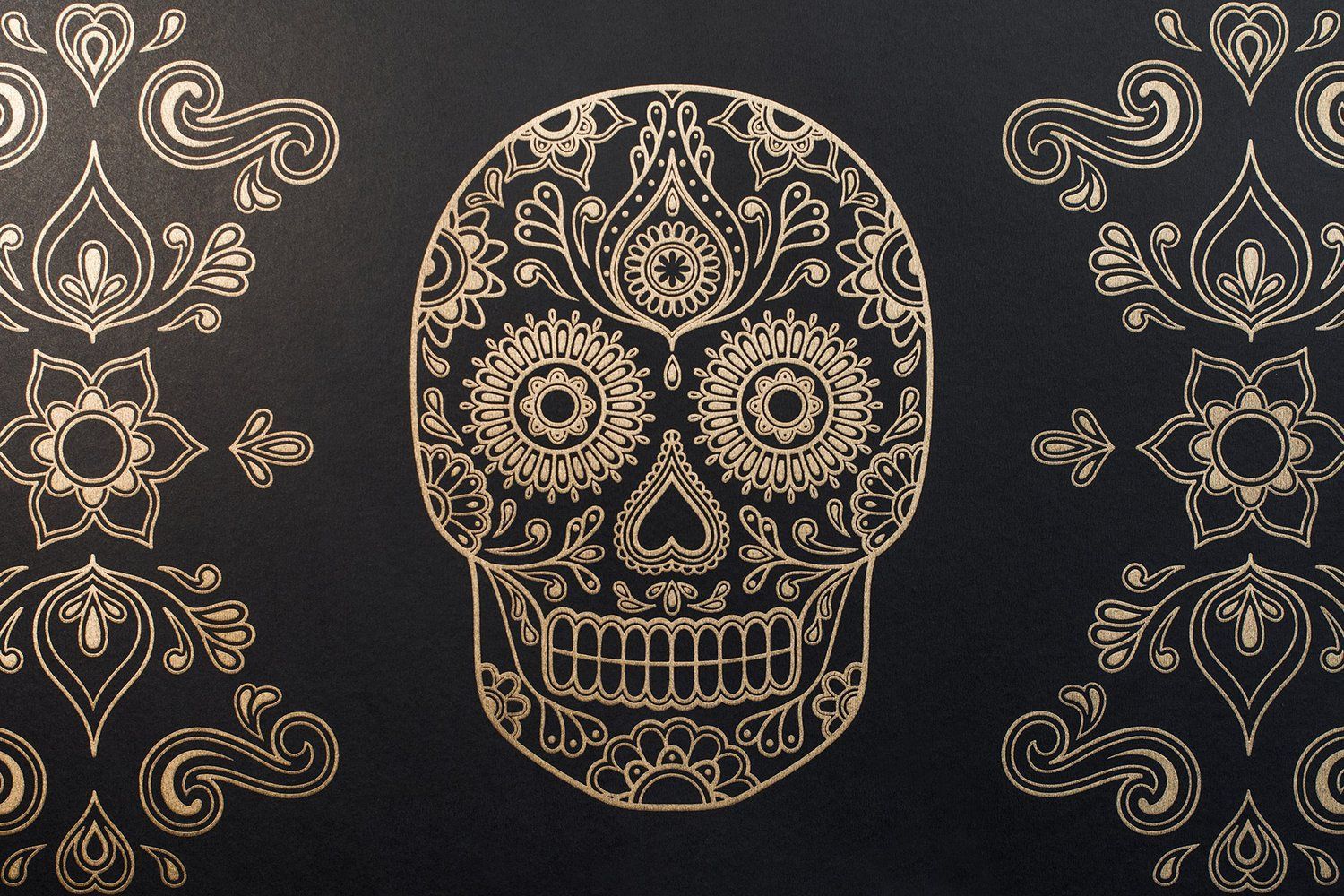 Teschio dorato ornamentale nero, 1500x1000 HD, Desktop