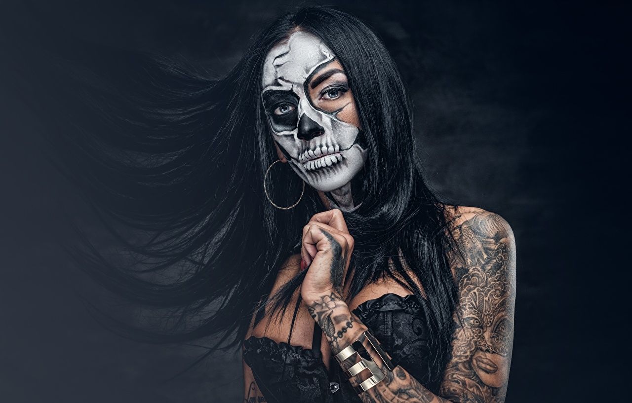 Donna trucco teschio giorno morti, 1280x817 HD, Desktop