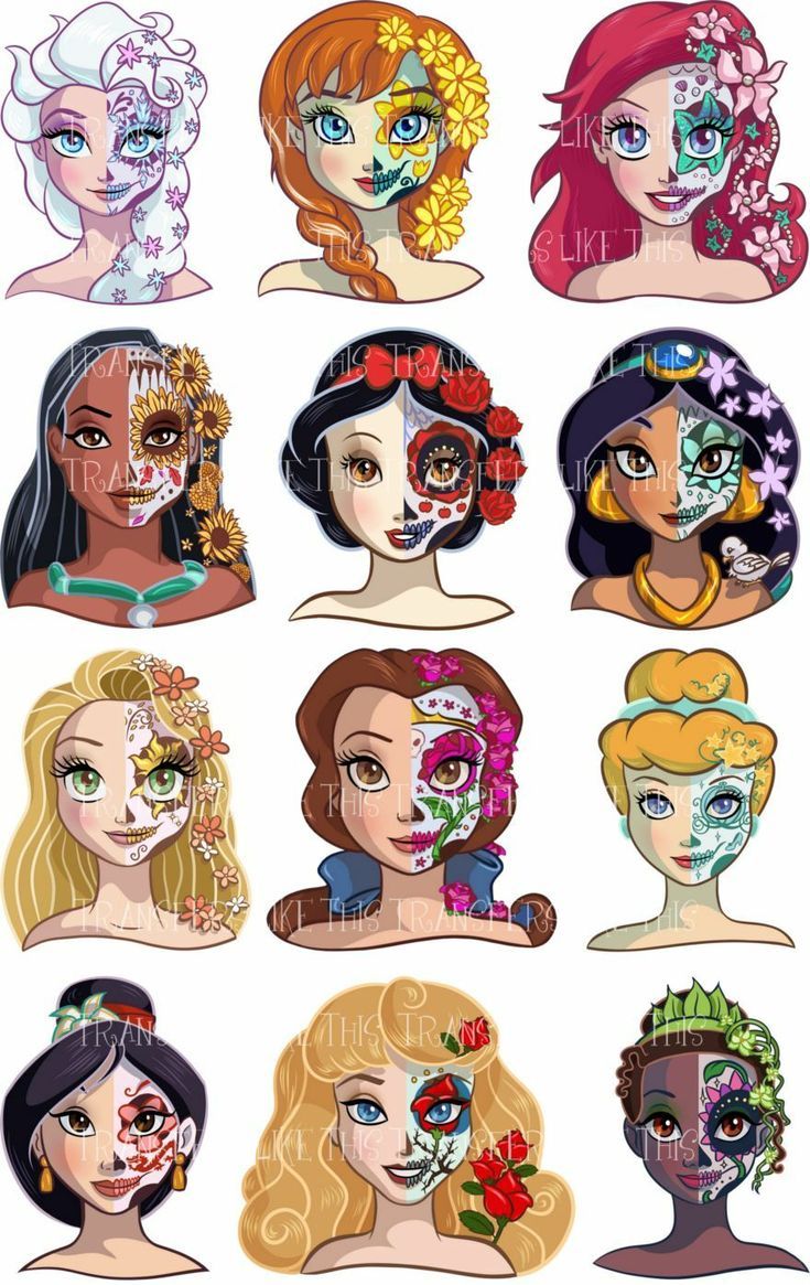 Principesse Disney teschio di zucchero, classici d'animazione, 735x1165 Verticale, Telefono