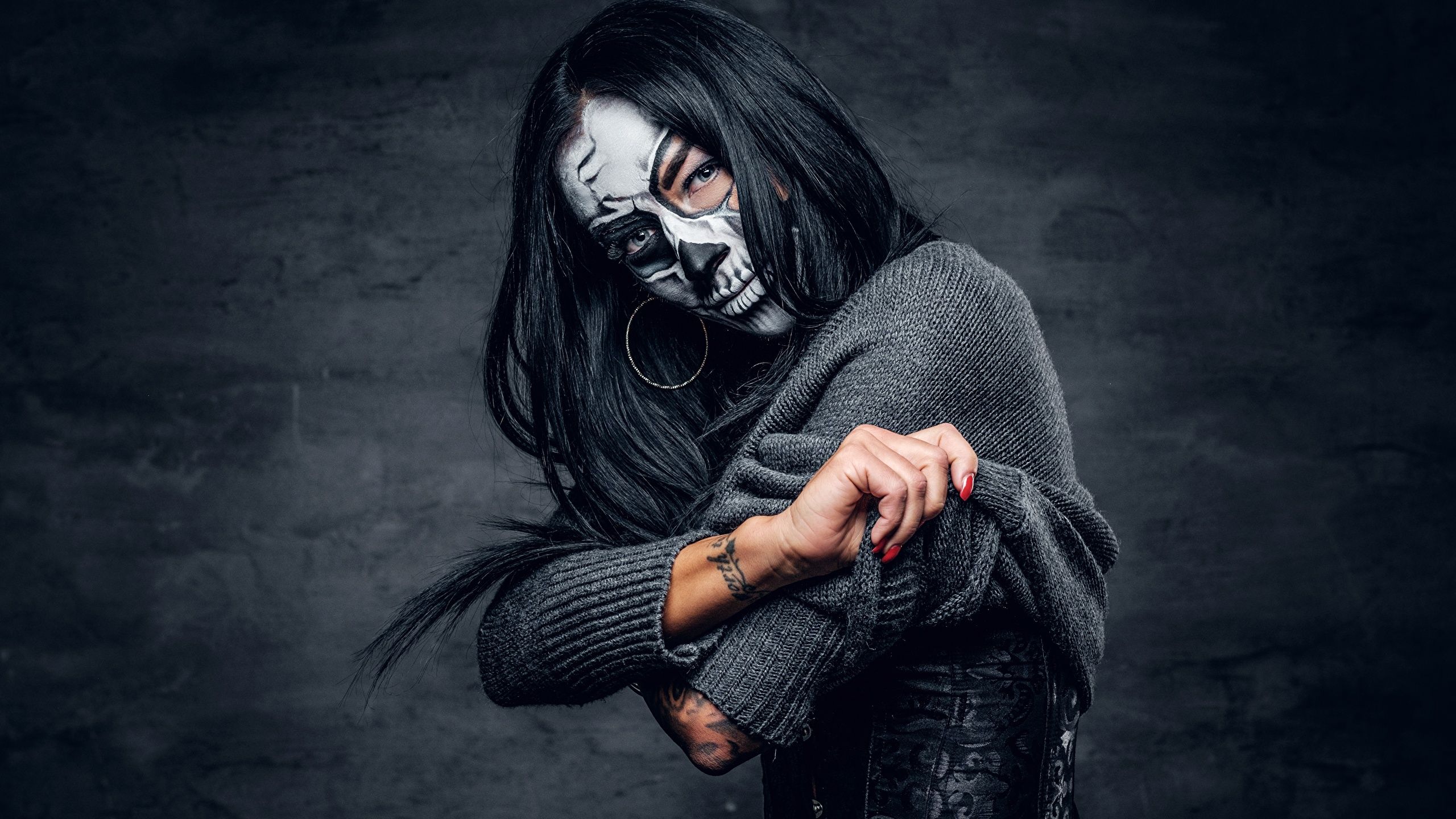 Ragazza trucco teschio Dia de Muertos, 2560x1440 2K QHD, PC