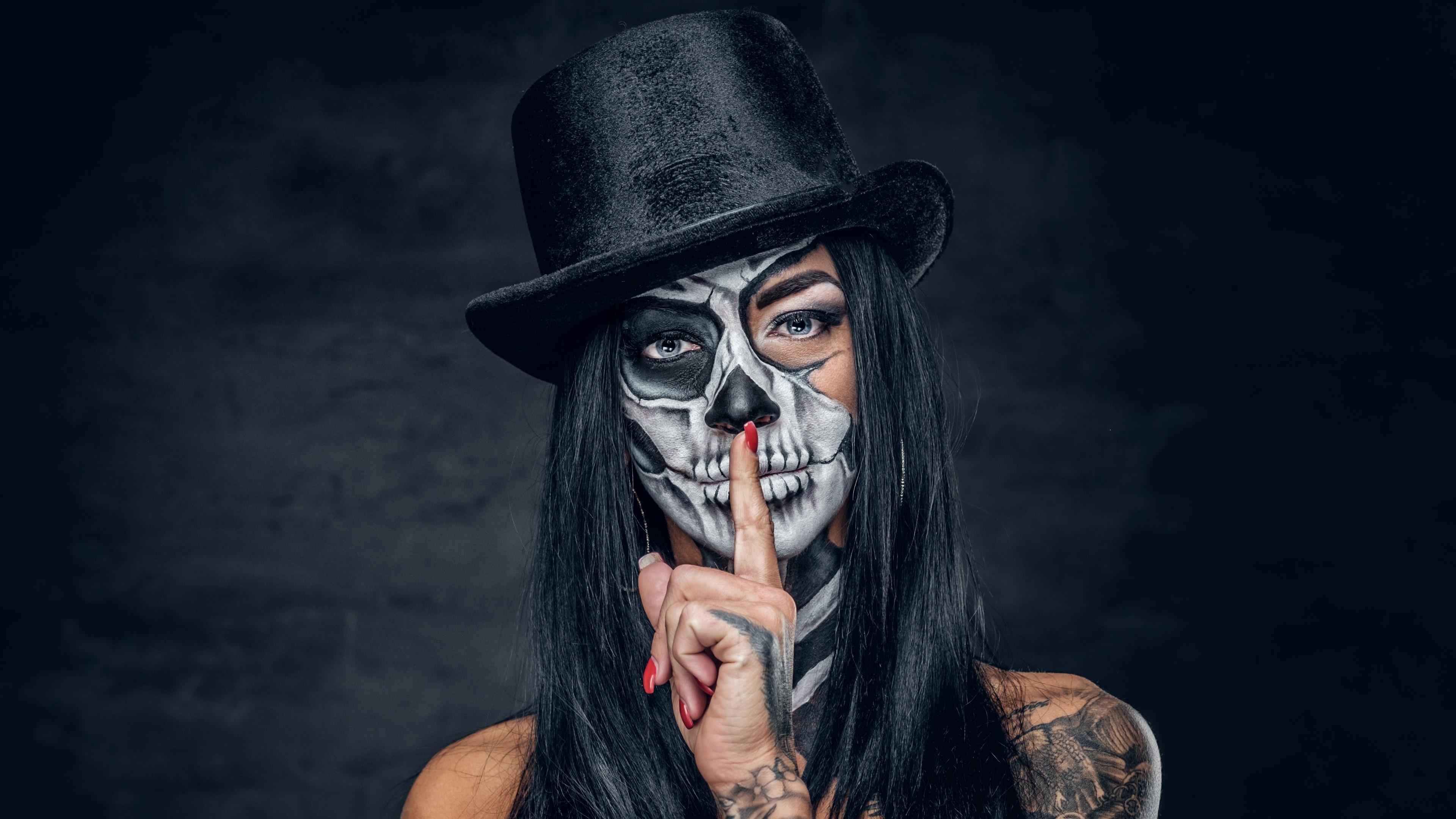 Donna trucco teschio Dia de los Muertos, 3840x2160 Ultra HD, 4K TV
