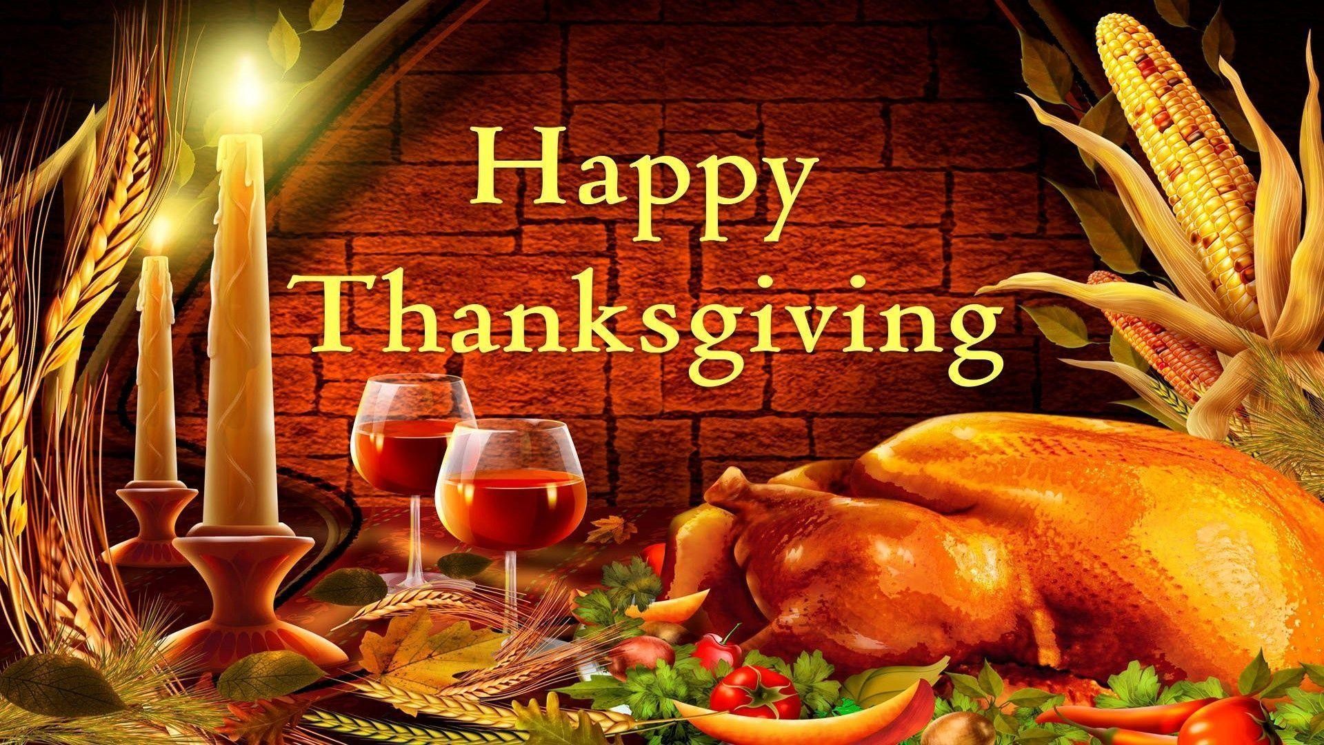 Tacchino, candele e testo Thanksgiving, 1920x1080 Full HD, PC Desktop