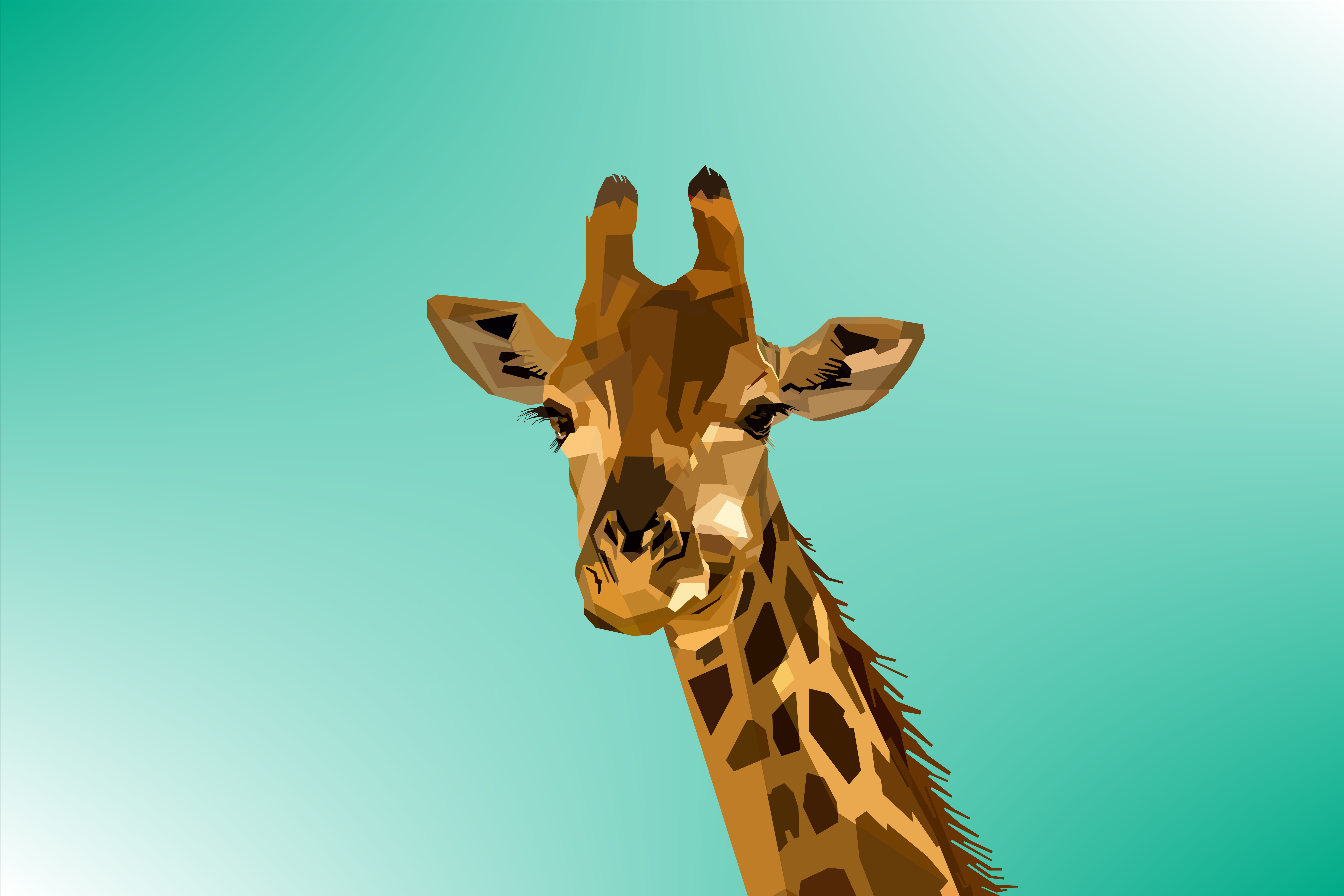 Giraffa illustrazione geometrica sfondo verde, 5400x3600 4K, Desktop 4K