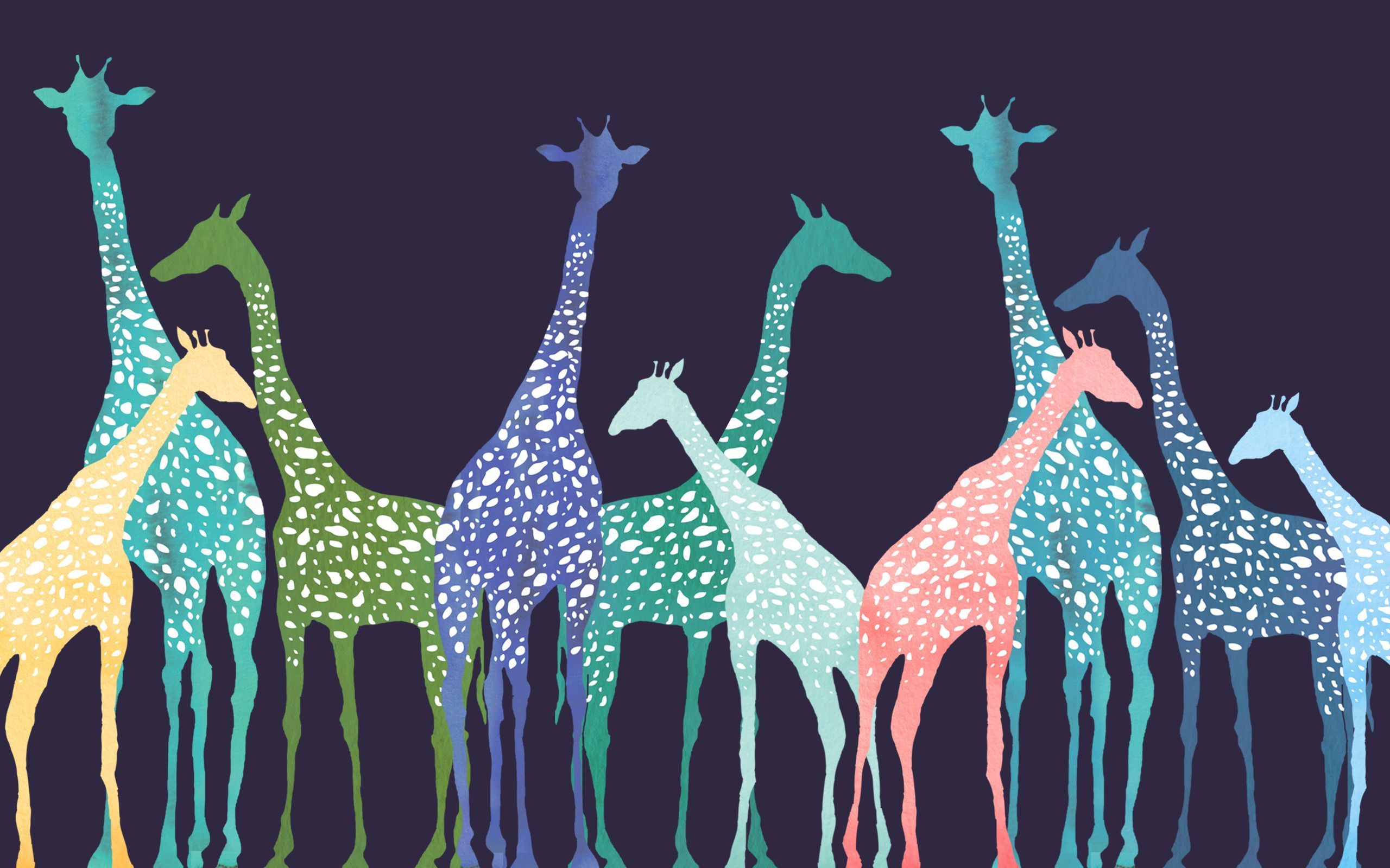 Giraffe colorate stile pastello, 2560x1600 2K, PC