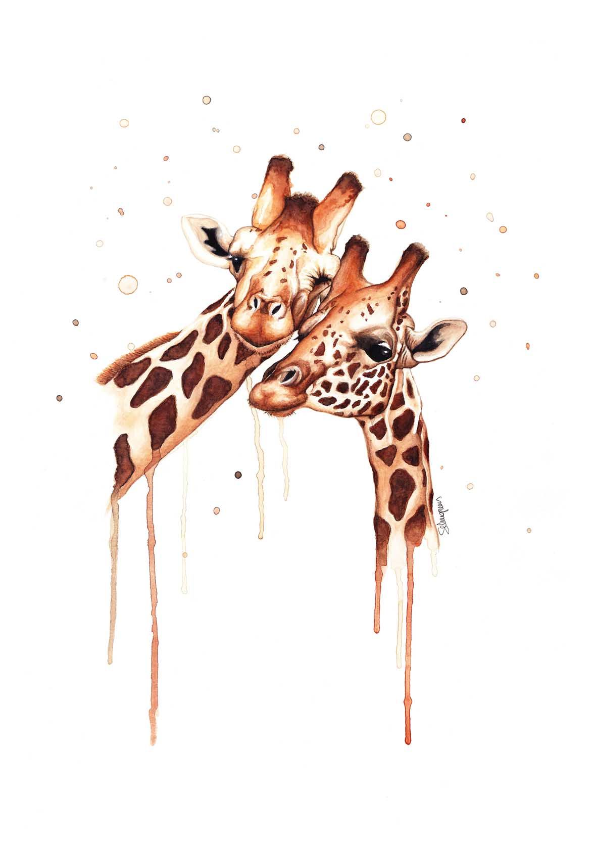 Giraffe acquerello con gocciolature, 1176x1668 Verticale, Mobile