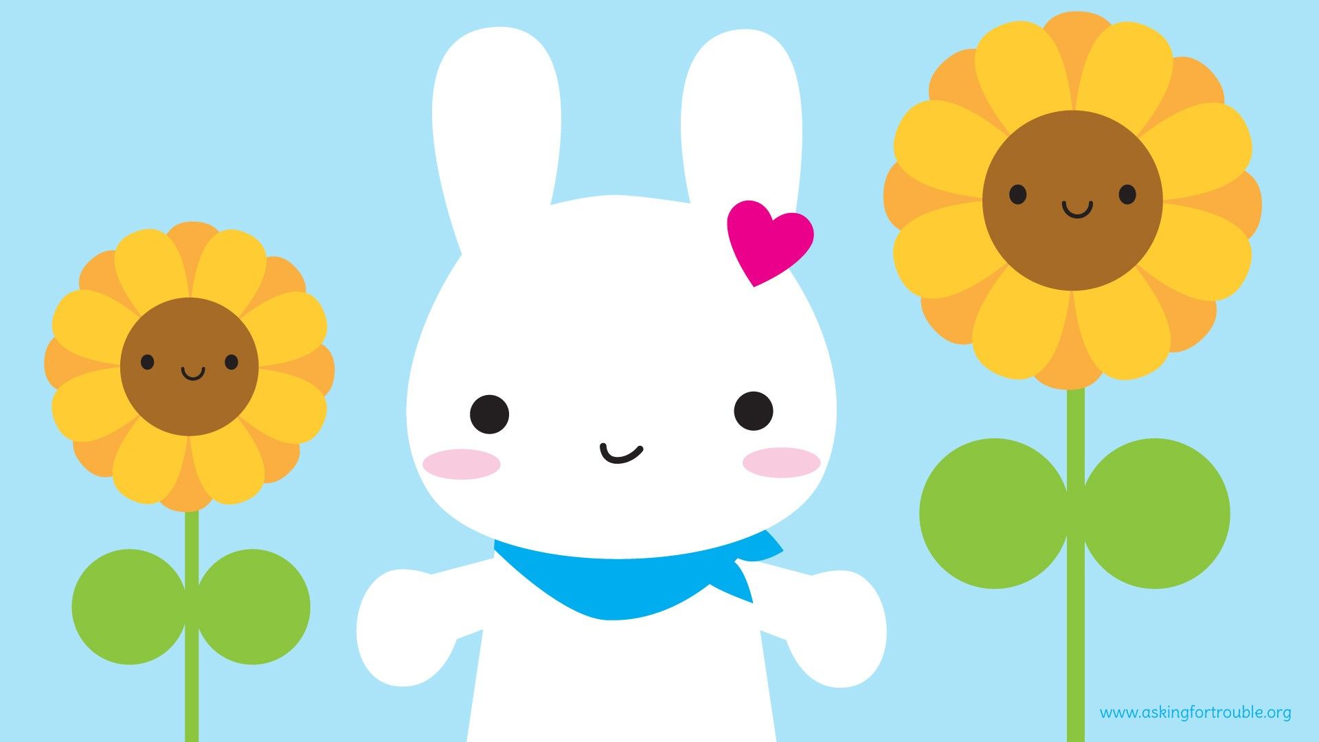 Coniglietto kawaii con girasoli, 1920x1080 Full HD, PC