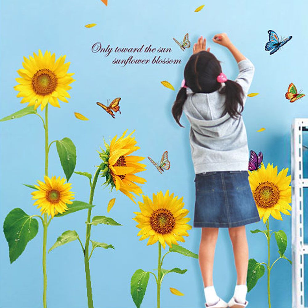 Bambina con girasoli e farfalle, 1000x1000 HD, PC