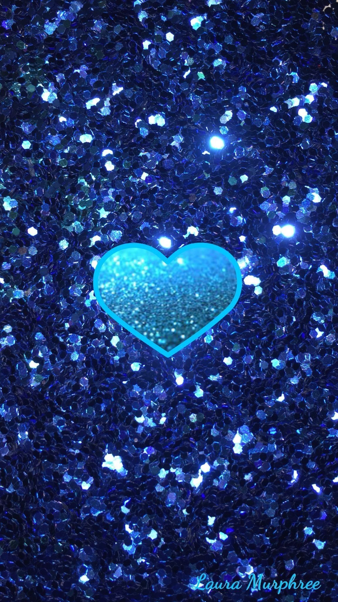 Cuore blu glitter scintillante, 1152x2048 Verticale, Telefono