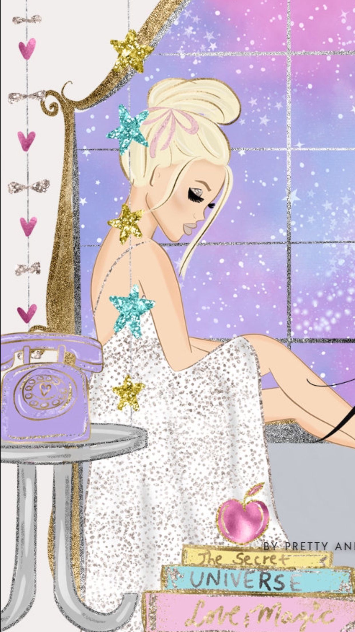 Illustrazione ragazza glamour rosa, 1242x2208 Full HD Verticale, Smartphone