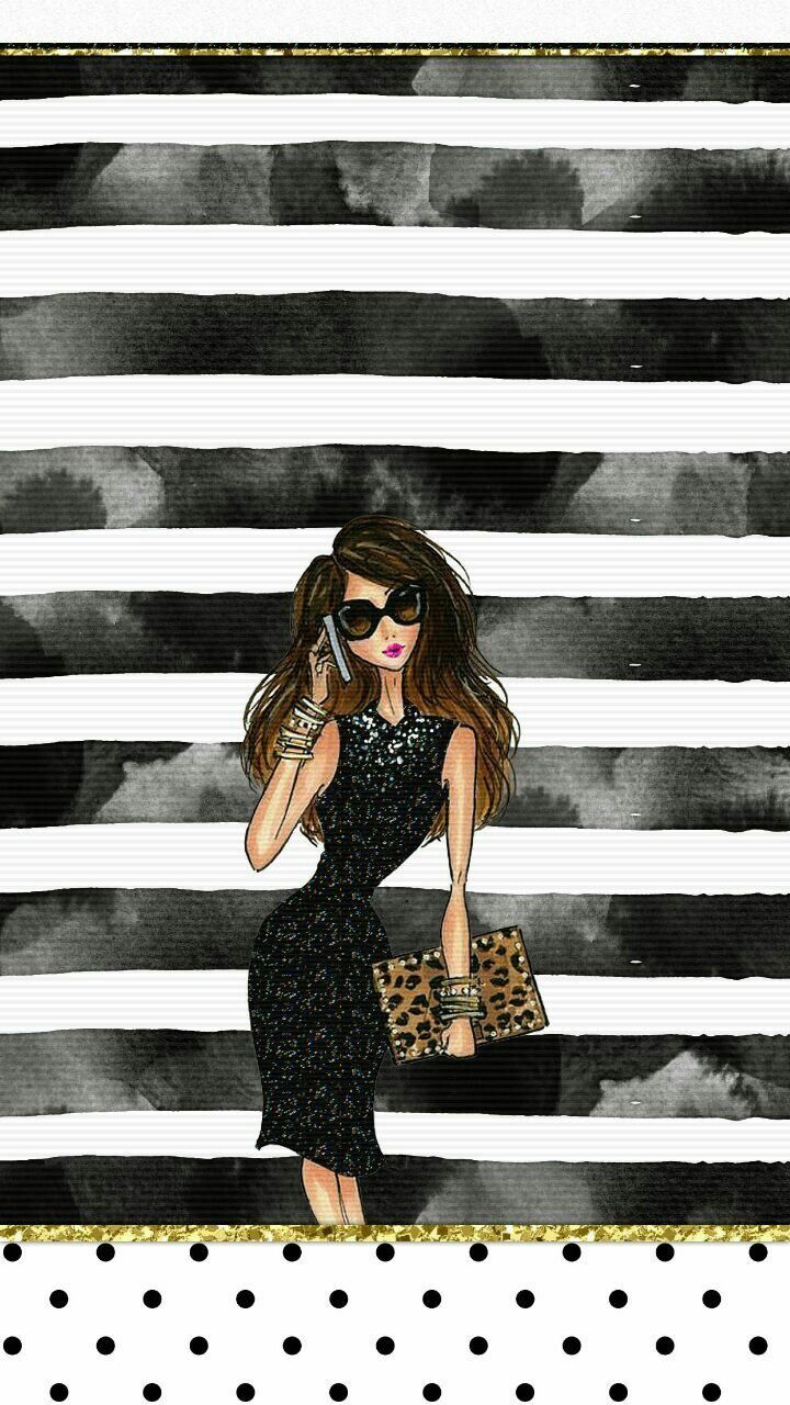 Donna fashion illustrata righe, 720x1280 Full HD Verticale, iPhone