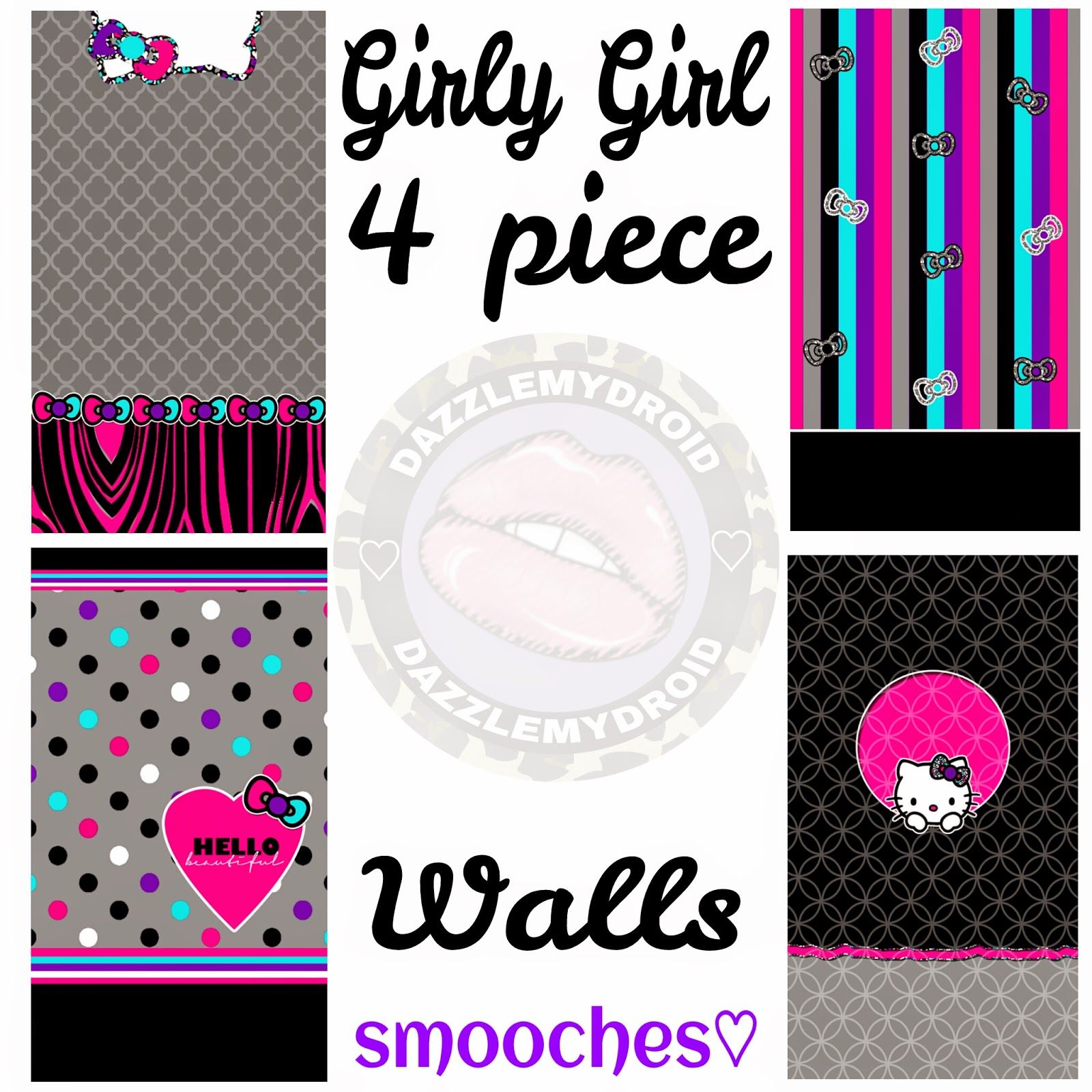 Hello Kitty pattern rosa e nero, kawaii, 1600x1600 HD, Laptop