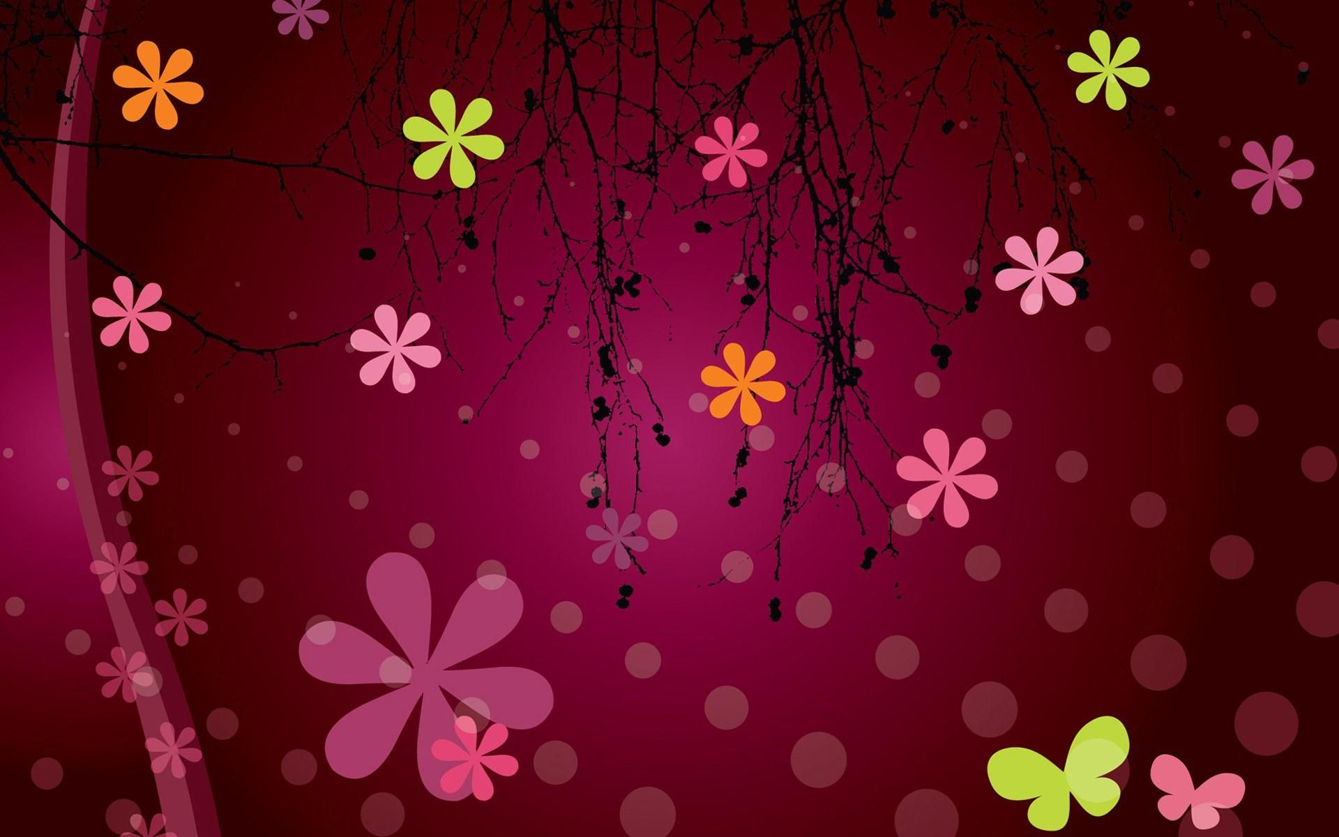 Fiori e farfalle su bordeaux, 1920x1200 WUXGA, iMac