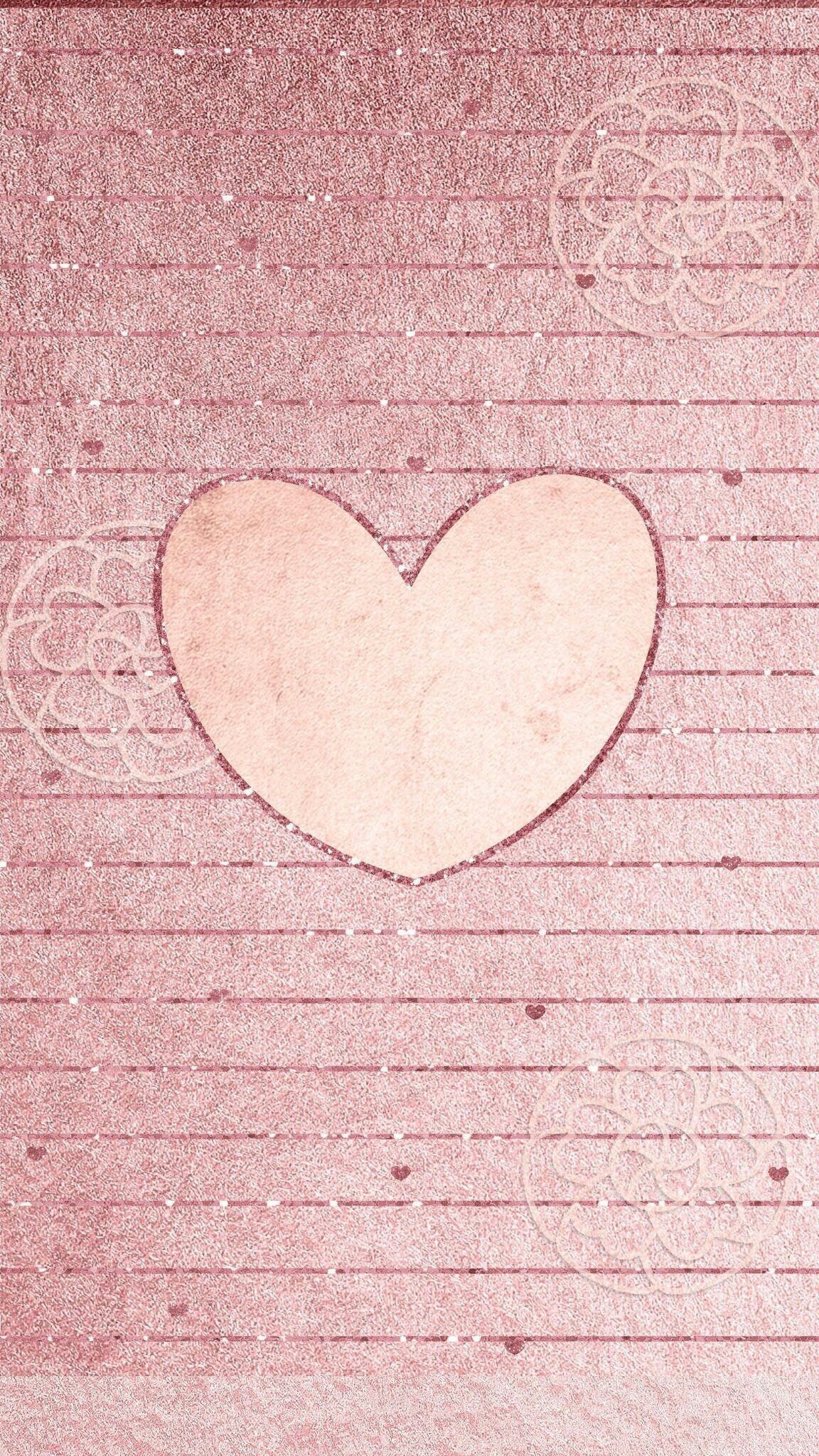 Cuore rosa su carta rigata, 1152x2048 Verticale, Telefono