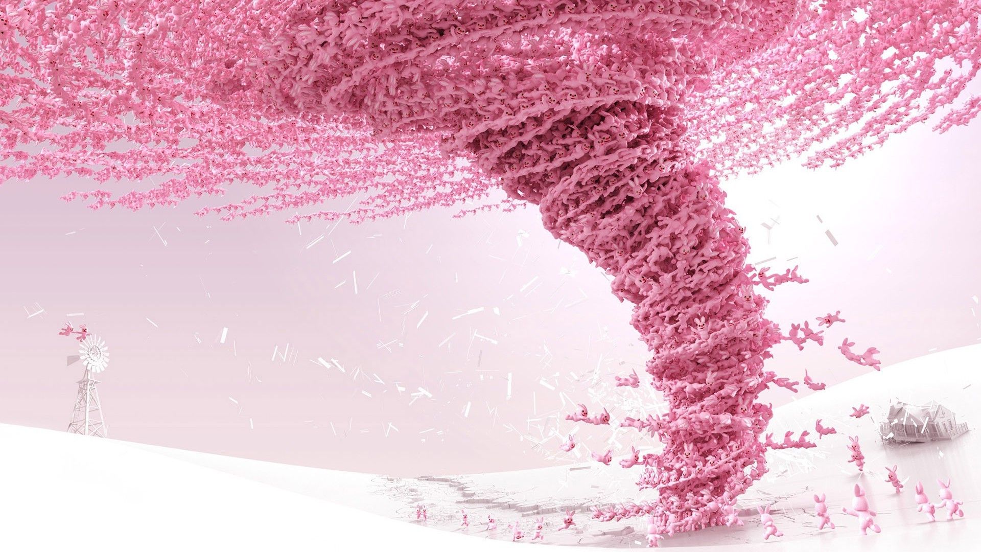 Tornado rosa fiori astratto, 1920x1080 Full HD 1080p, PC