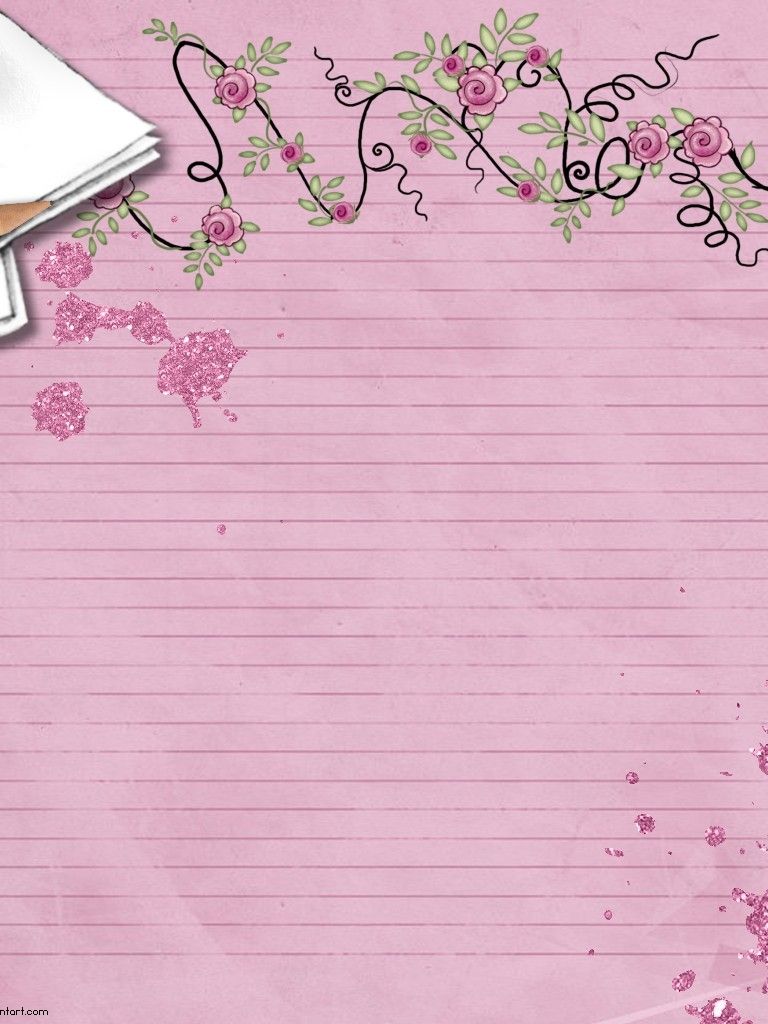 Foglio rigato rosa con fiori, 768x1024 Verticale, Mobile