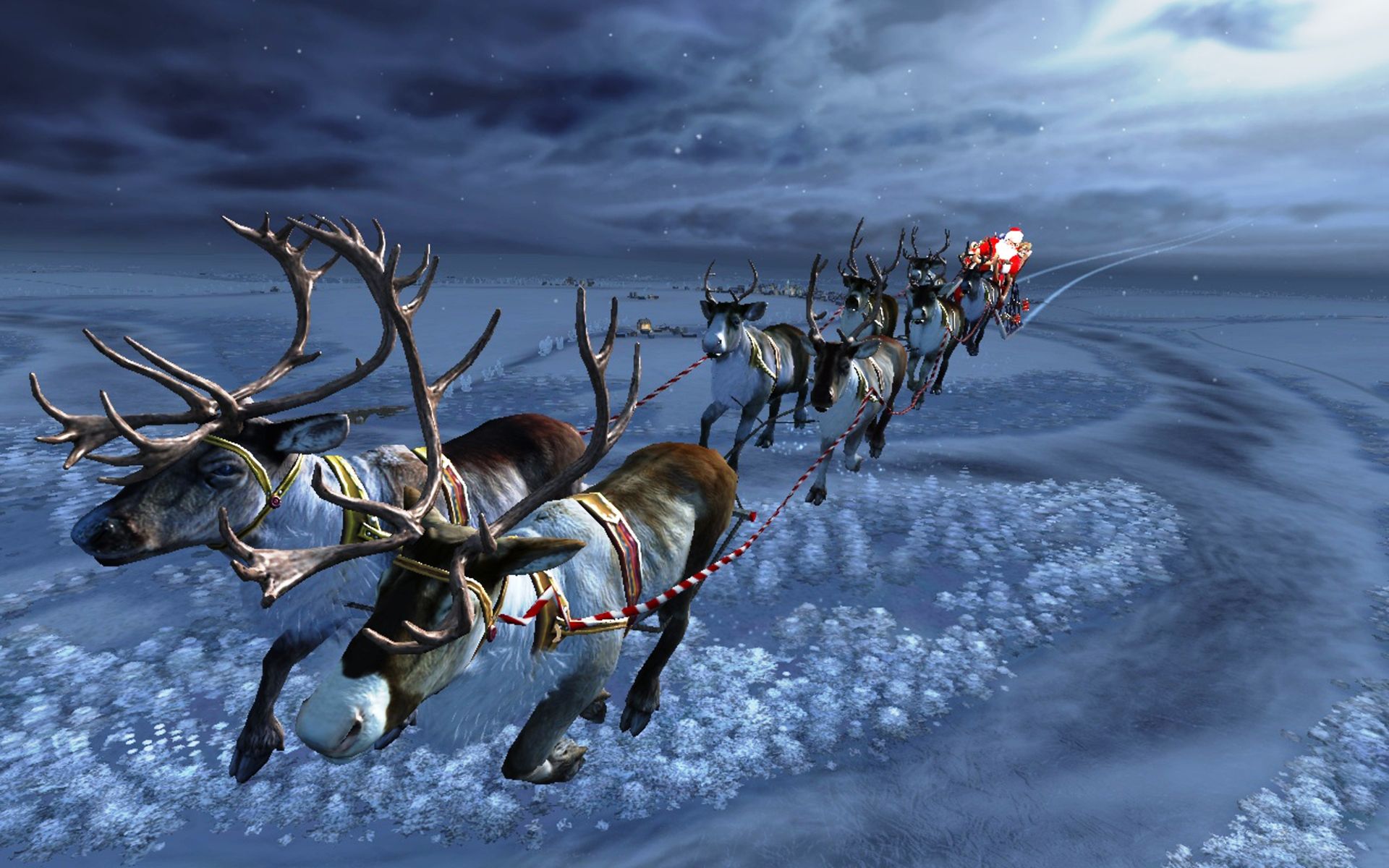 Renne trainano slitta di Babbo Natale, 1920x1200 Full HD+ WUXGA, PC Desktop