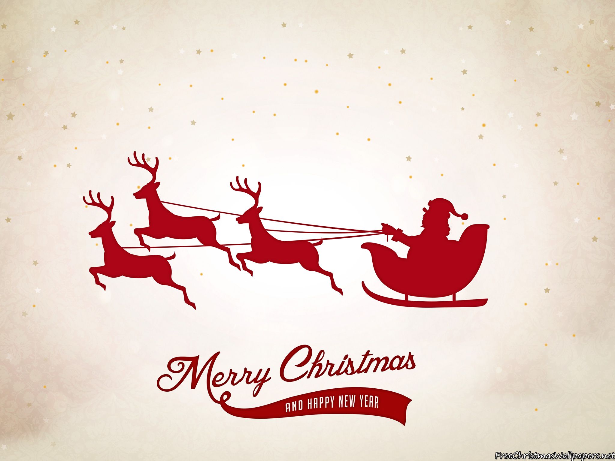Silhouette Babbo Natale slitta renne, 2048x1536 2K, Desktop