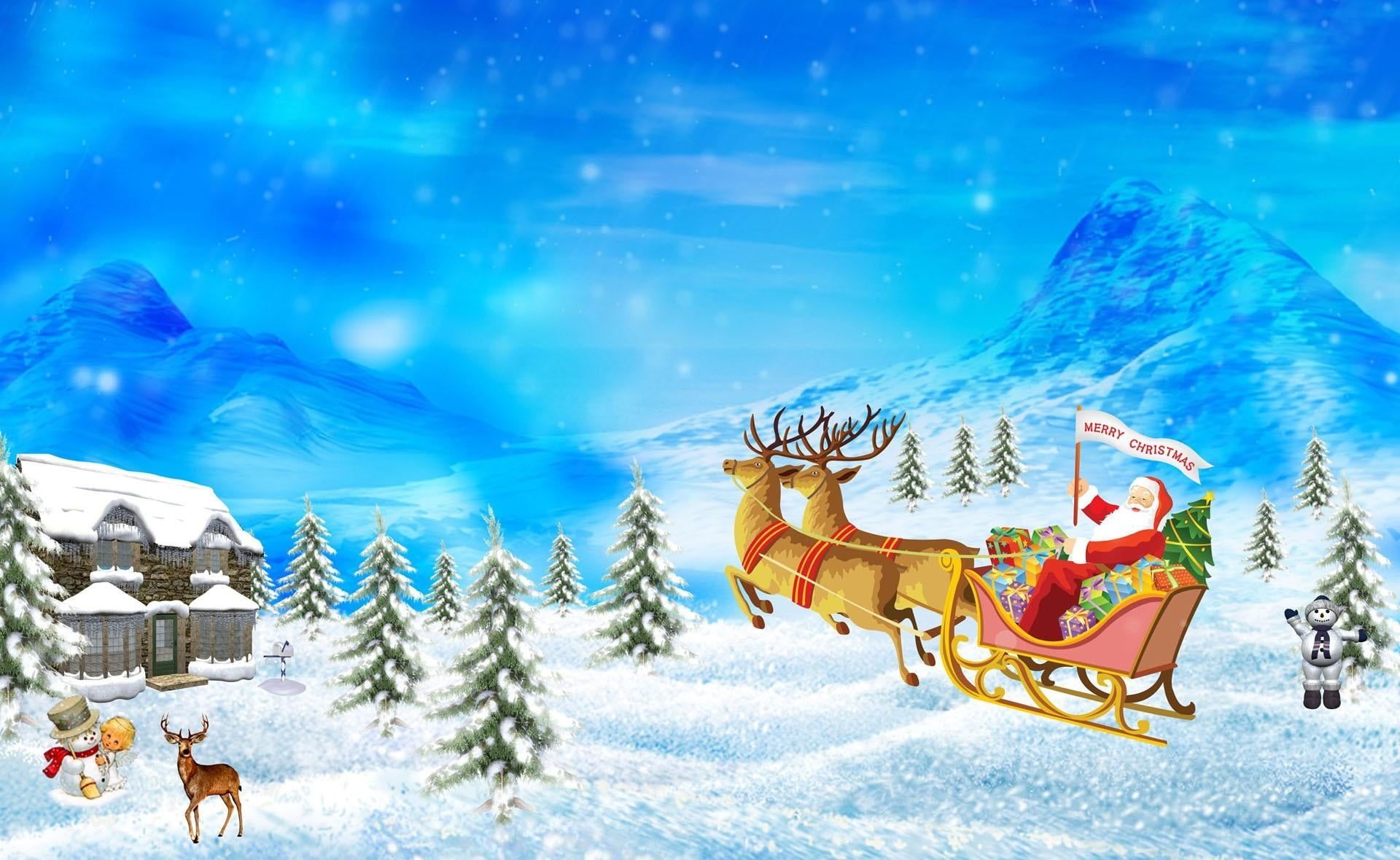 Babbo Natale slitta renne, 1920x1180 Full HD, Laptop