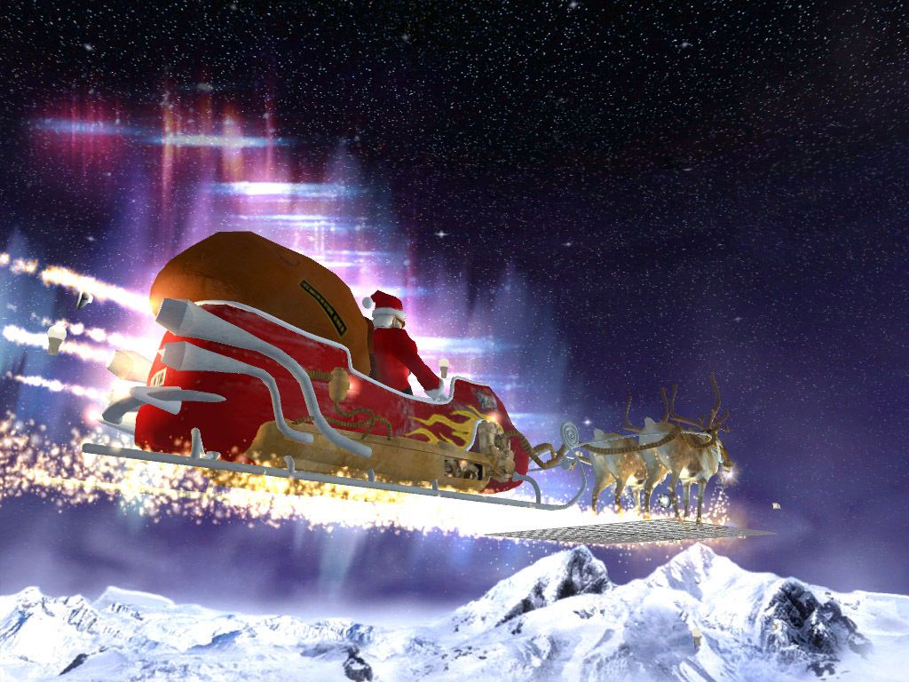 Babbo Natale slitta renne notte, 1024x768 HD, PC