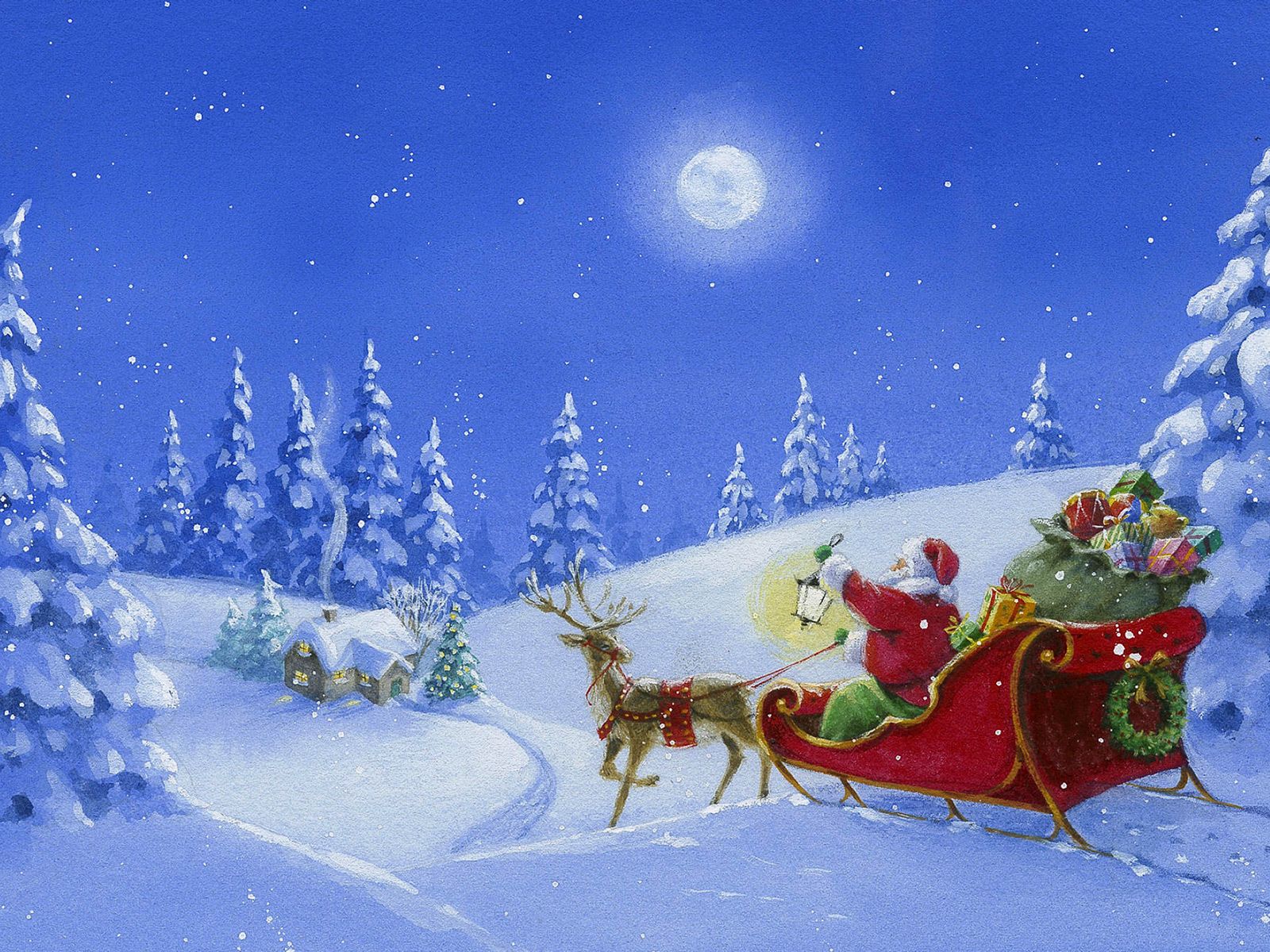 Babbo Natale slitta renna neve, 1600x1200 HD, ROG Asus Laptop