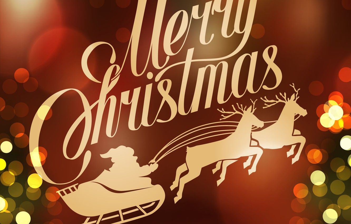 Babbo Natale slitta renne dorata, 1332x850 HD, Desktop