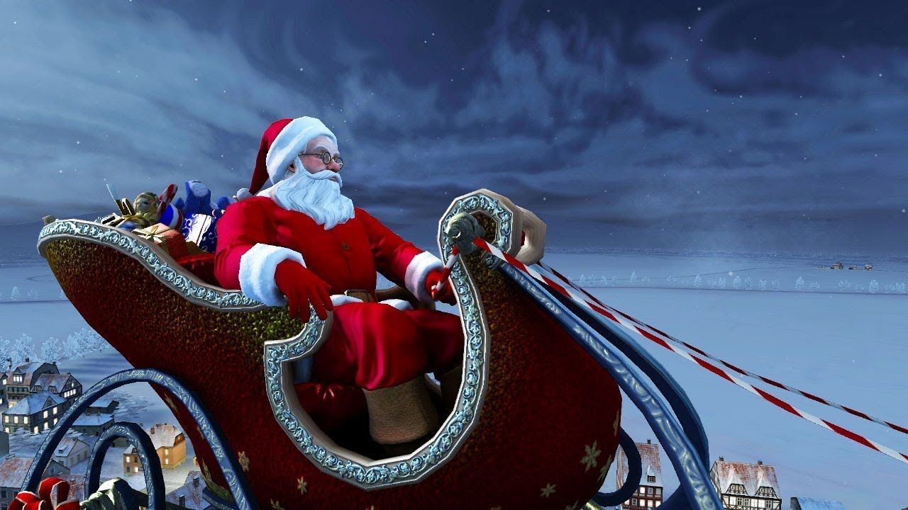 Babbo Natale su slitta 3D, 1280x720 HD, Desktop