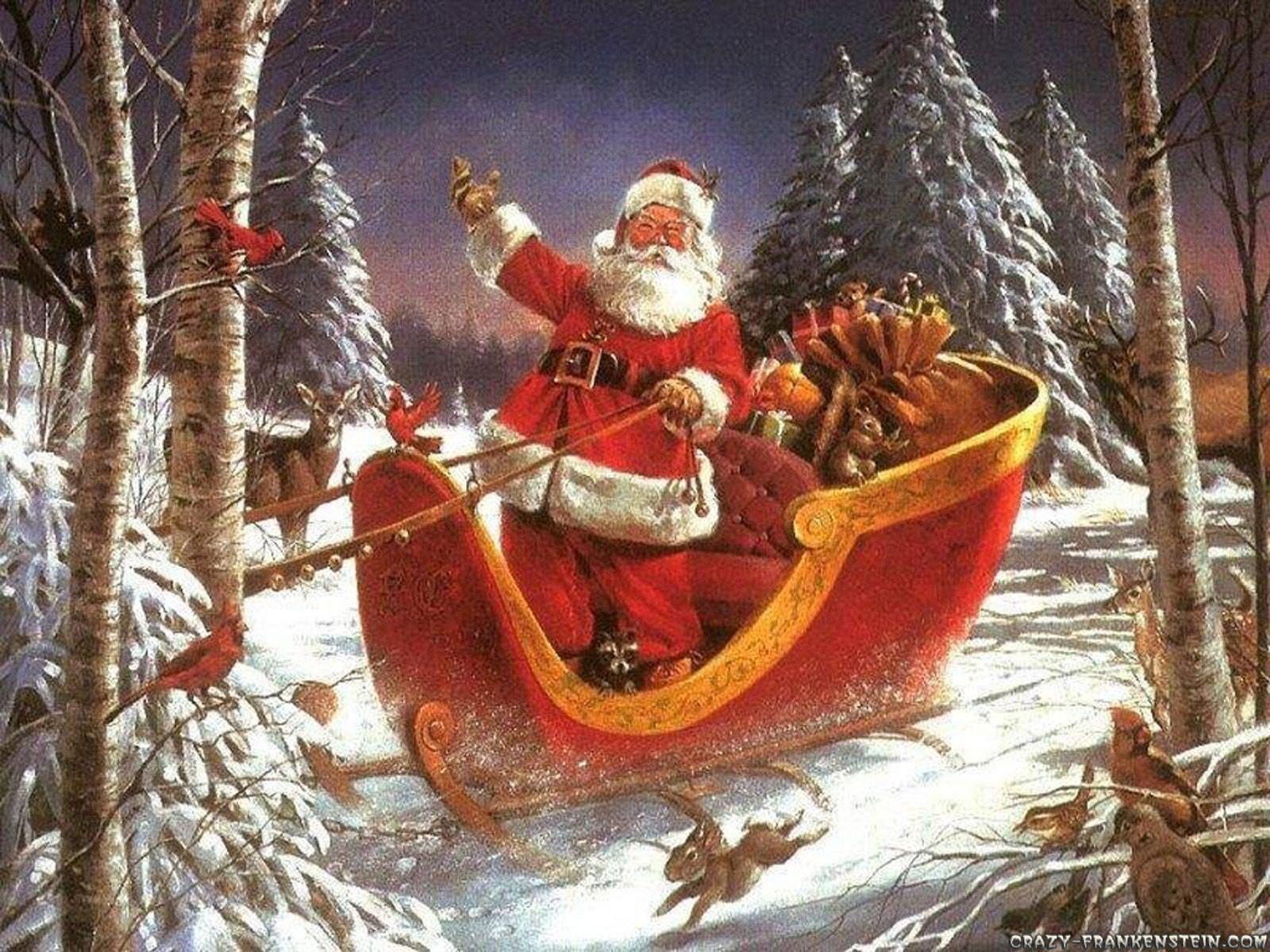 Babbo Natale su slitta rossa, 1600x1200 HD, PC