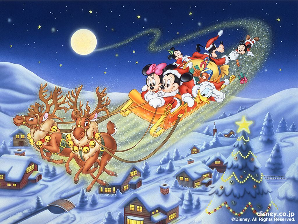 Personaggi Disney slitta natalizia, 1024x768 HD, PC Desktop