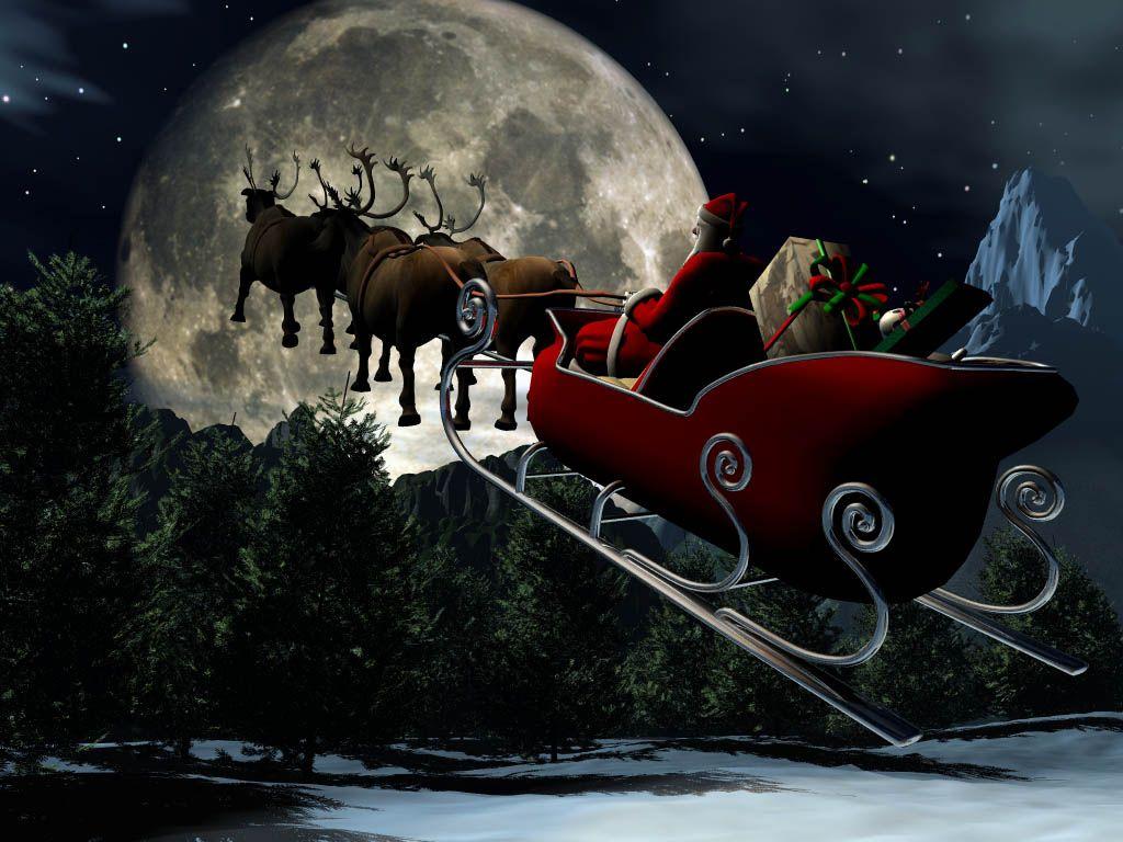 Slitta di Babbo Natale con renne, 1024x768 HD, Desktop