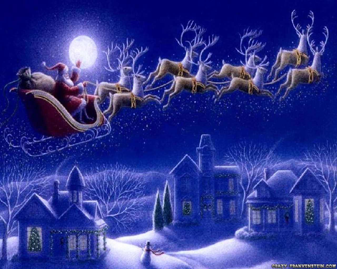 Babbo Natale slitta renne notte, 1280x1024 HD, HP Laptop