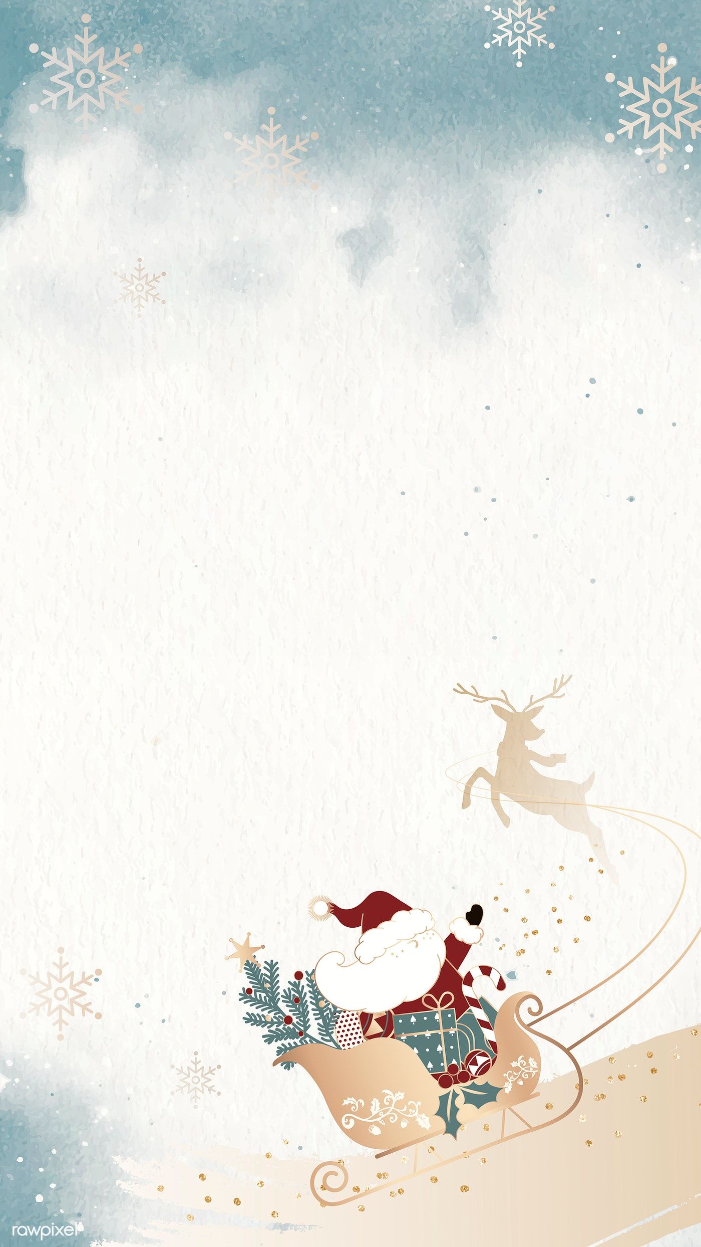 Babbo Natale su slitta con renna, 1400x2488 Verticale, Mobile
