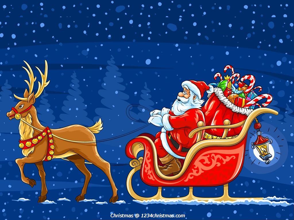 Babbo Natale slitta renna, 1024x768 HD, Laptop
