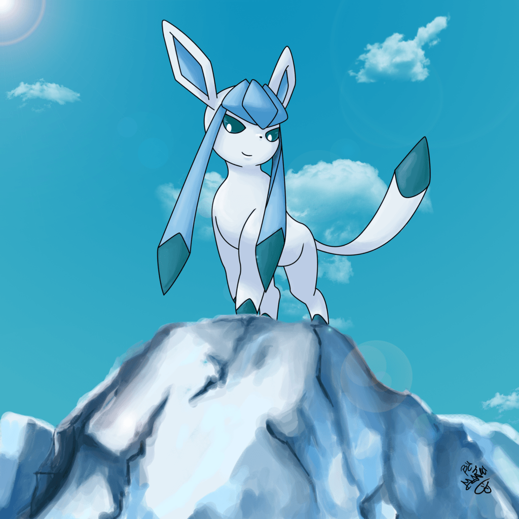 Glaceon su roccia innevata, 1024x1024 HD, Desktop